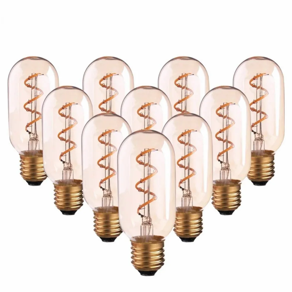 Lampadina, Lampadina LED Edison a filamento T45 2200K dimmerabile Flessibile E27/220V, per Uso Domestico, 10 Pezzi
