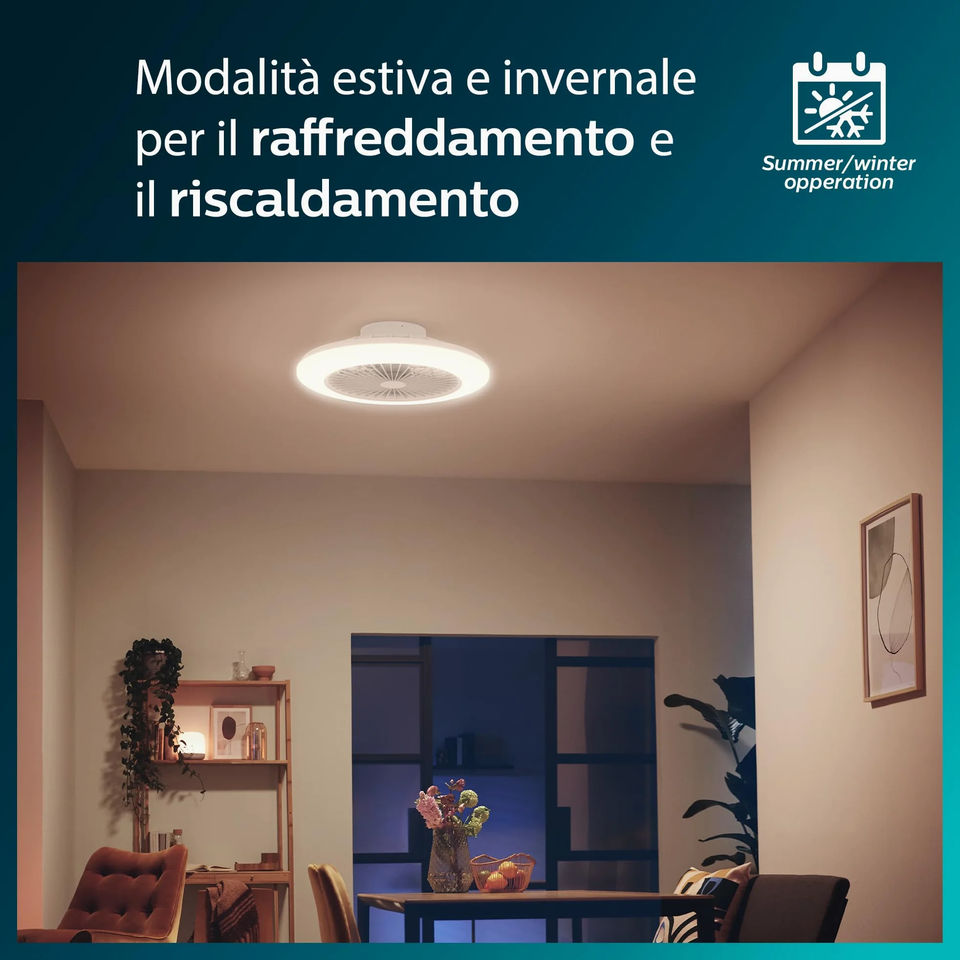 Amigo Fan Light Flat LED 25W+60W Remote Control round - sparkle