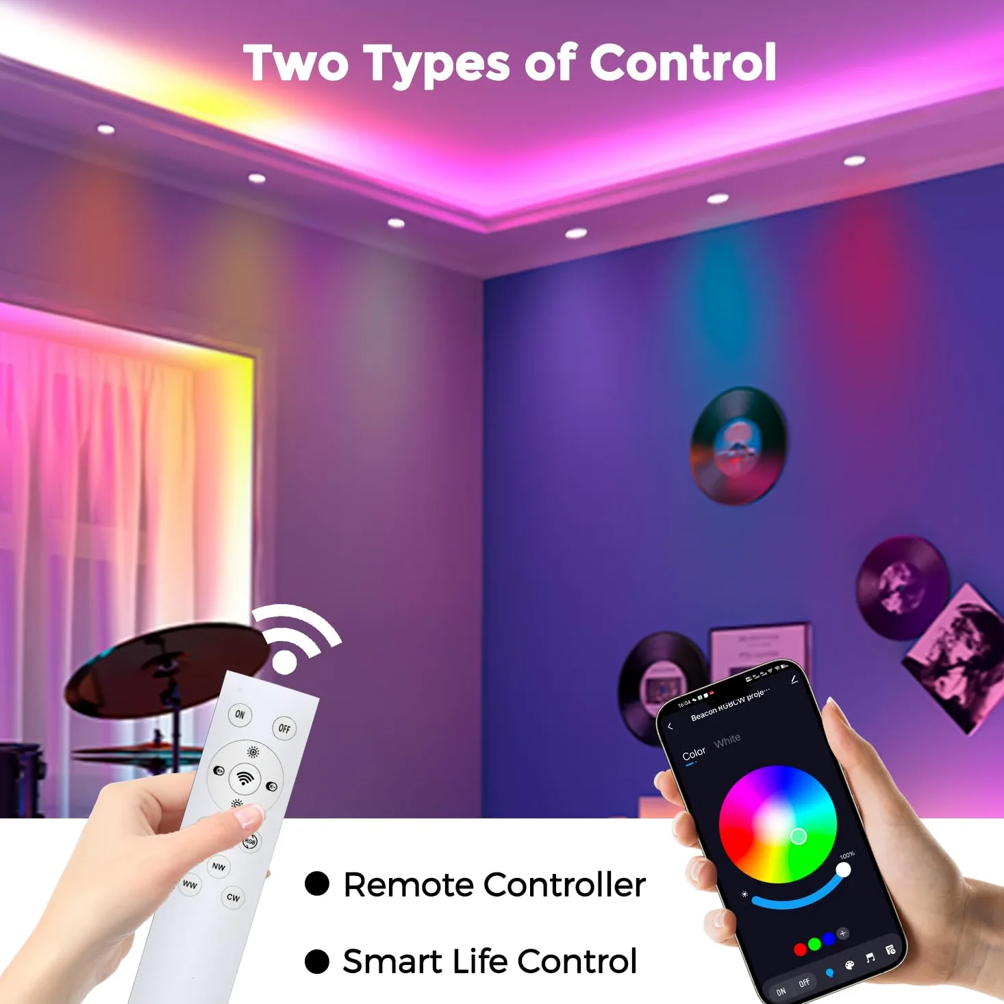 6x faretti da incasso a LED RGBW dimmerable 10W, faretto da soffitto LED Bluetooth APP cambio colore RGB+bianco caldo+bianco freddo, faretti LED rotondo da 230V per soggiorno, camera da letto