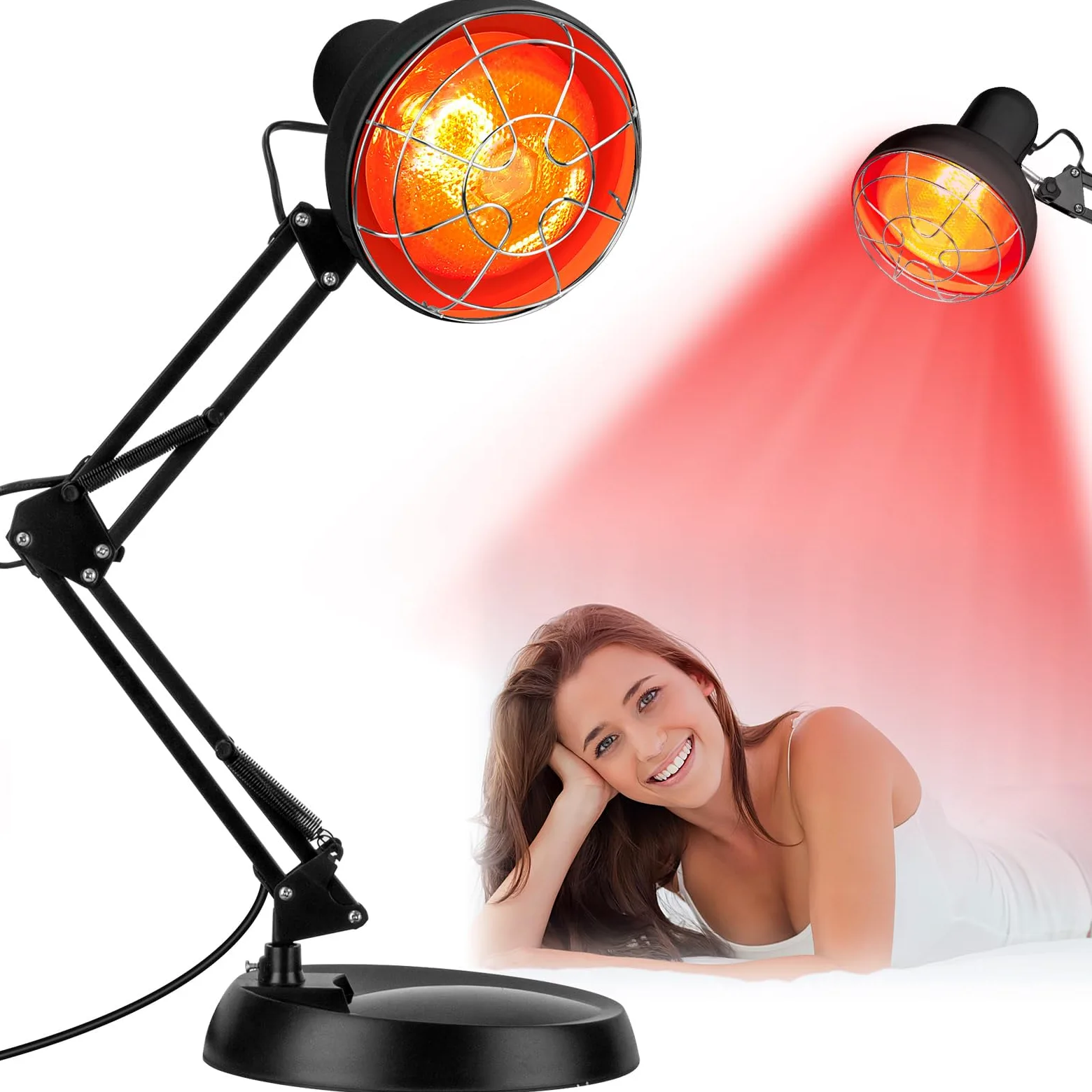 Cozion 150W Lampada di Riscaldamento a In-frarossi, Luce Rossa con Termometro Regolabile, Lampada a In-frarossi Domestica