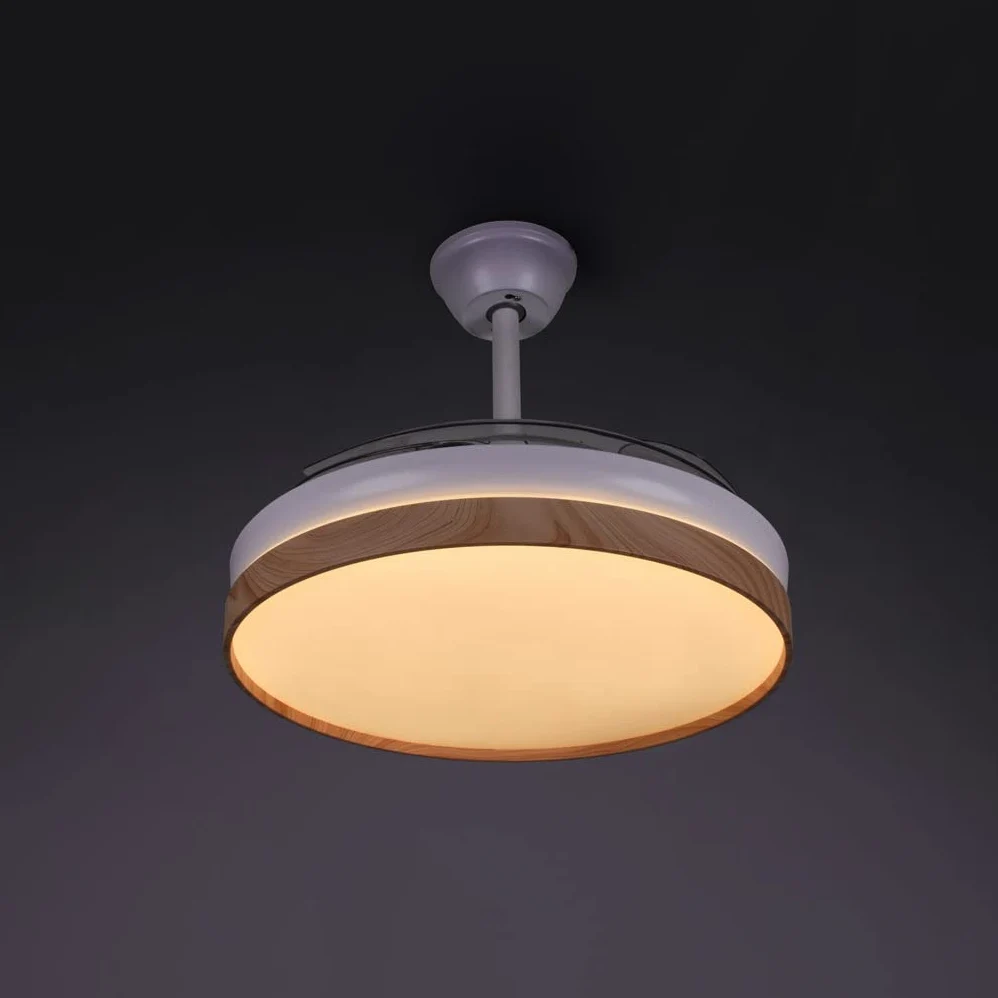 BEL AIR HOME - Ventilatore da Soffitto Cosmos con Motore DC e Pale Dispiegabili - Luce LED 36W 3 Temperature - Telecomando Incluso - Modalità Stagionale, Bianco, Metallo