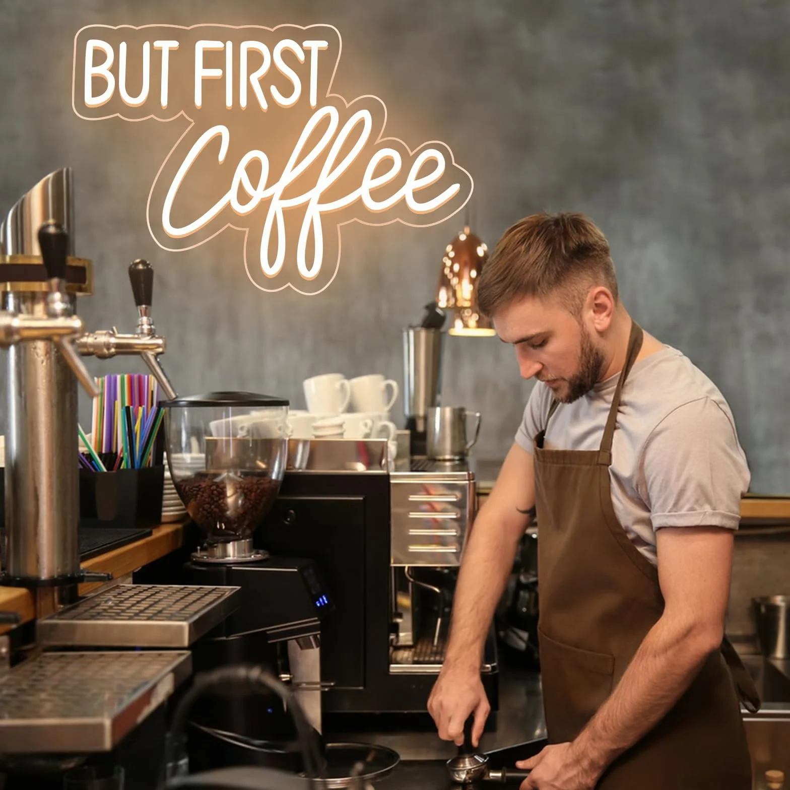 MA PRIMO Caffè Insegna Led Coffee Sign Dimmerabile per Business Bar - Neon Decorazione Della Parete Alimentato USB Luminoso