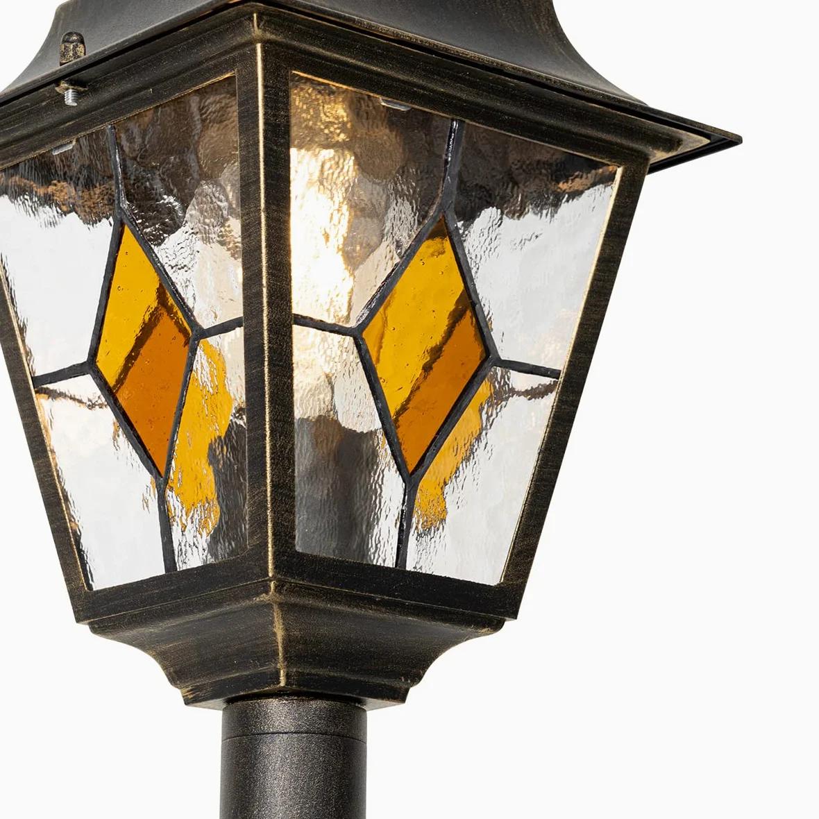 Qazqa antigua - Palo da giardino Classico - 1 luce - Ø 18.4 cm - Oro - Design I Rustico - Illuminazione esterna
