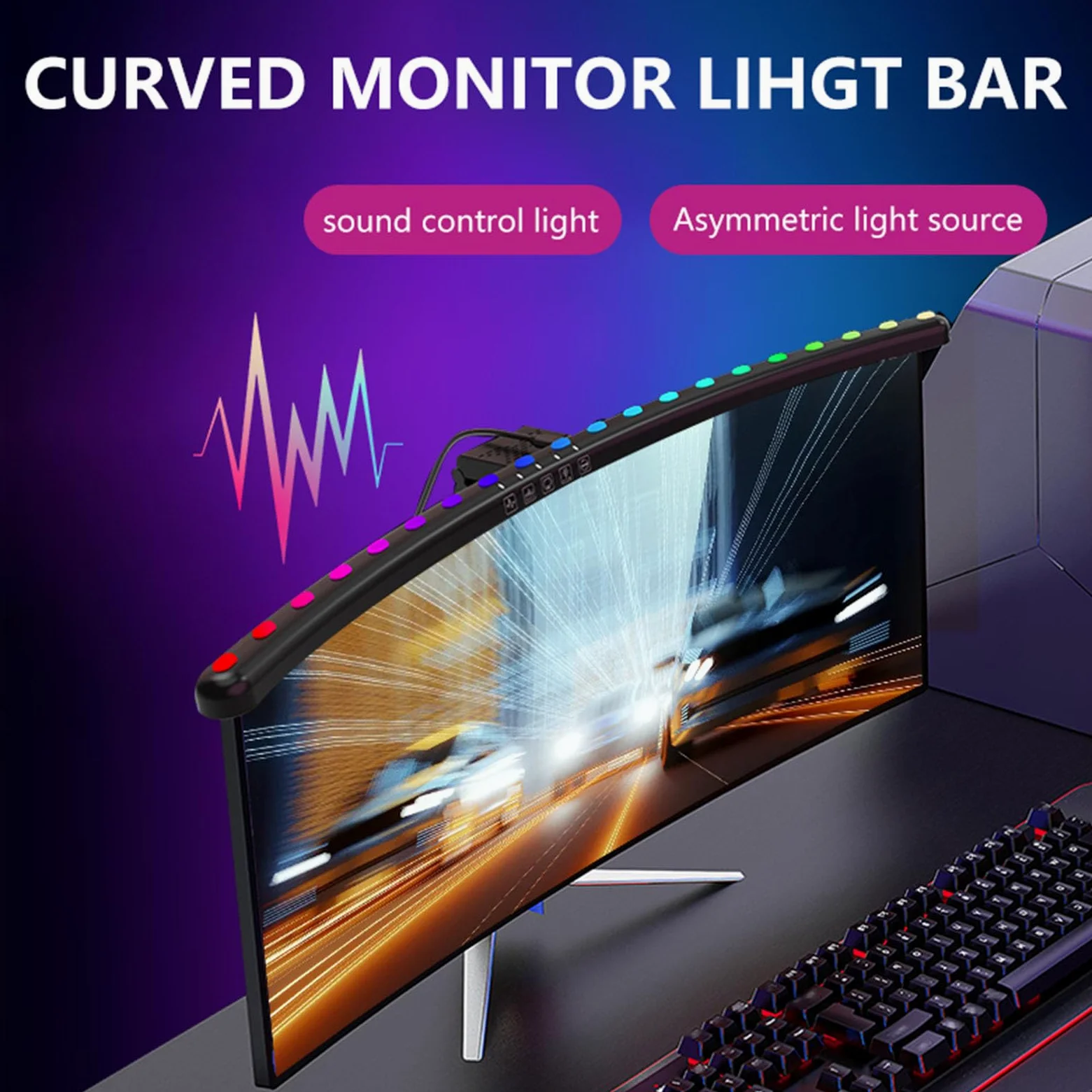 Luce per Monitor Retroilluminazione RGB, Lampada da Scrivania Curva per Monitor per Computer a Doppia Sorgente Luminosa 2 in 1 Lampada da Scrivania per Ufficio da Gioco con Luce