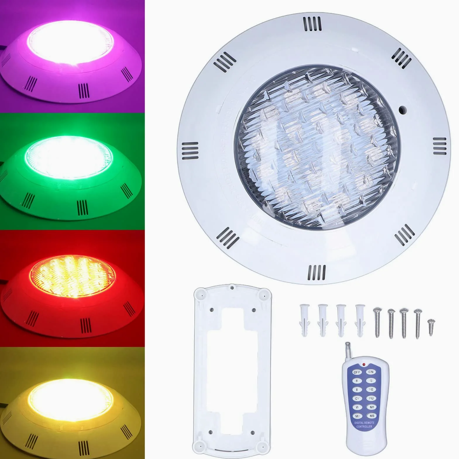 Hyuduo Luce Subacquea per Piscina 54W 18LED RGBW AC12V IP68 con Telecomando per Laghetti Balneabili e Illuminazione Paesaggistica