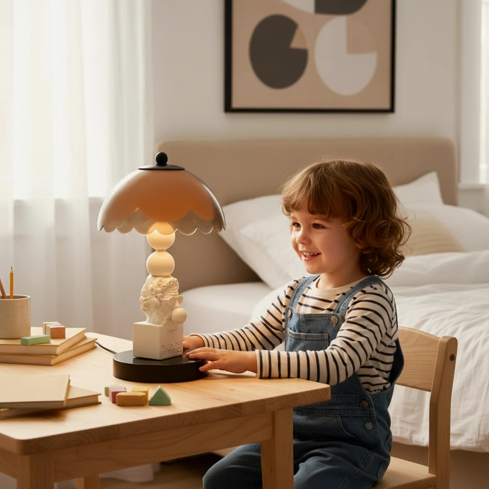 Lampada da Comodino con Base Scultorea a Cuore Paralume a Tamburo con Controllo Tattile per Camera da Letto Soggiorno Arredamento Moderno, Argento