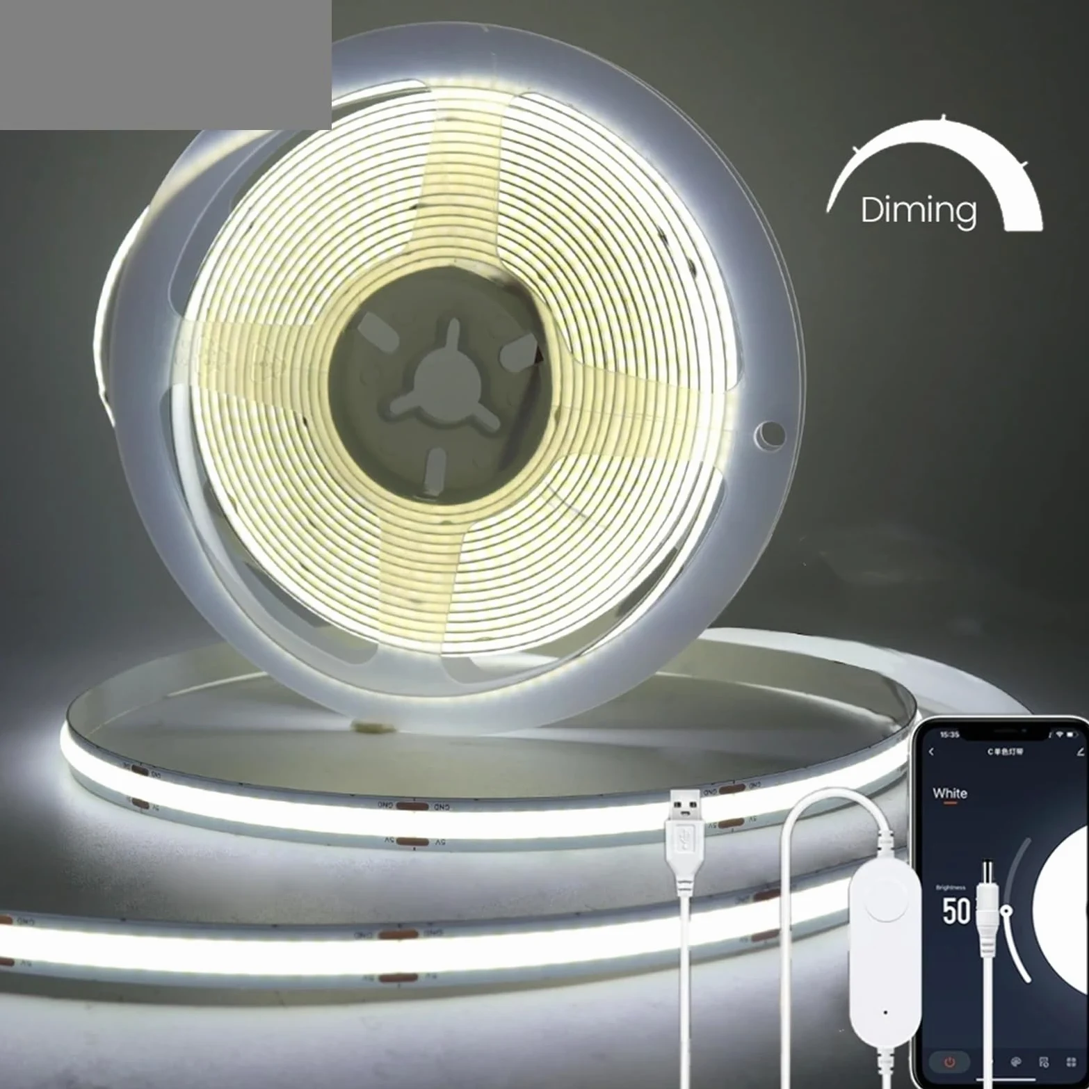 Striscia LED Smart Life APP Controllo dimmerabile 5V USB 320LED Armadio da cucina a parete con luce lineare(White,5 Strip with Wifi,2m)