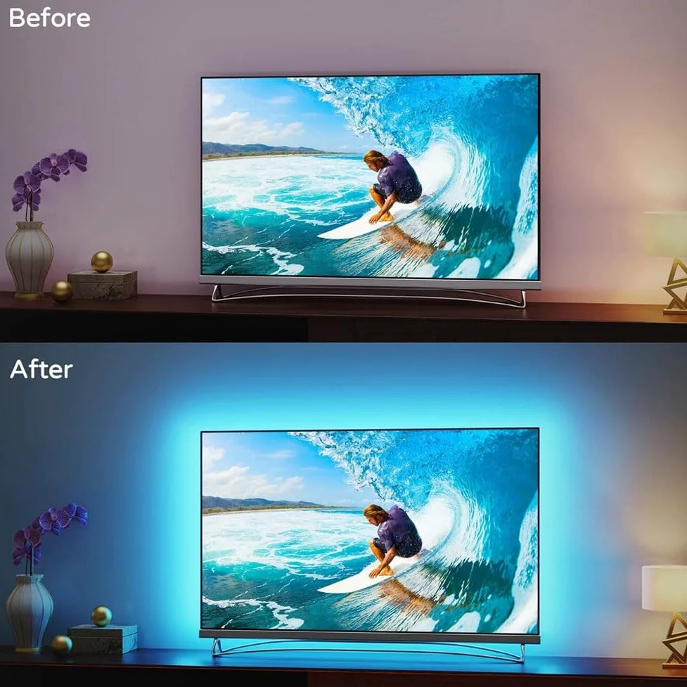 Barra luminosa a LED RGB, illuminazione ambientale alimentata tramite USB, per TV e computer, controllo app Bluetooth, striscia retroilluminata per sincronizzazione musicale