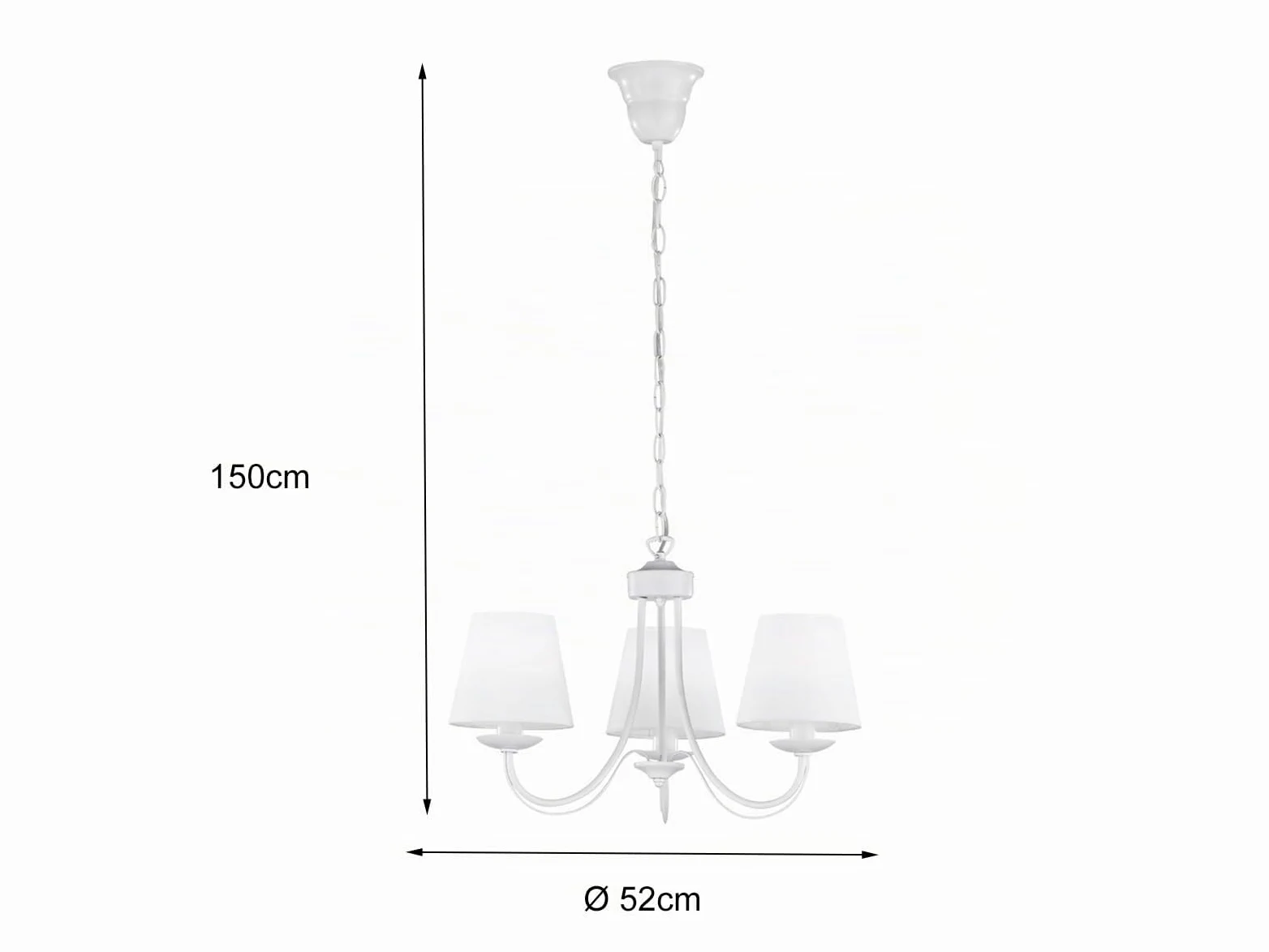 Trio Leuchten Lampadario E14, 28 W, Bianco Opaco, 47 x 47 x 150 cm