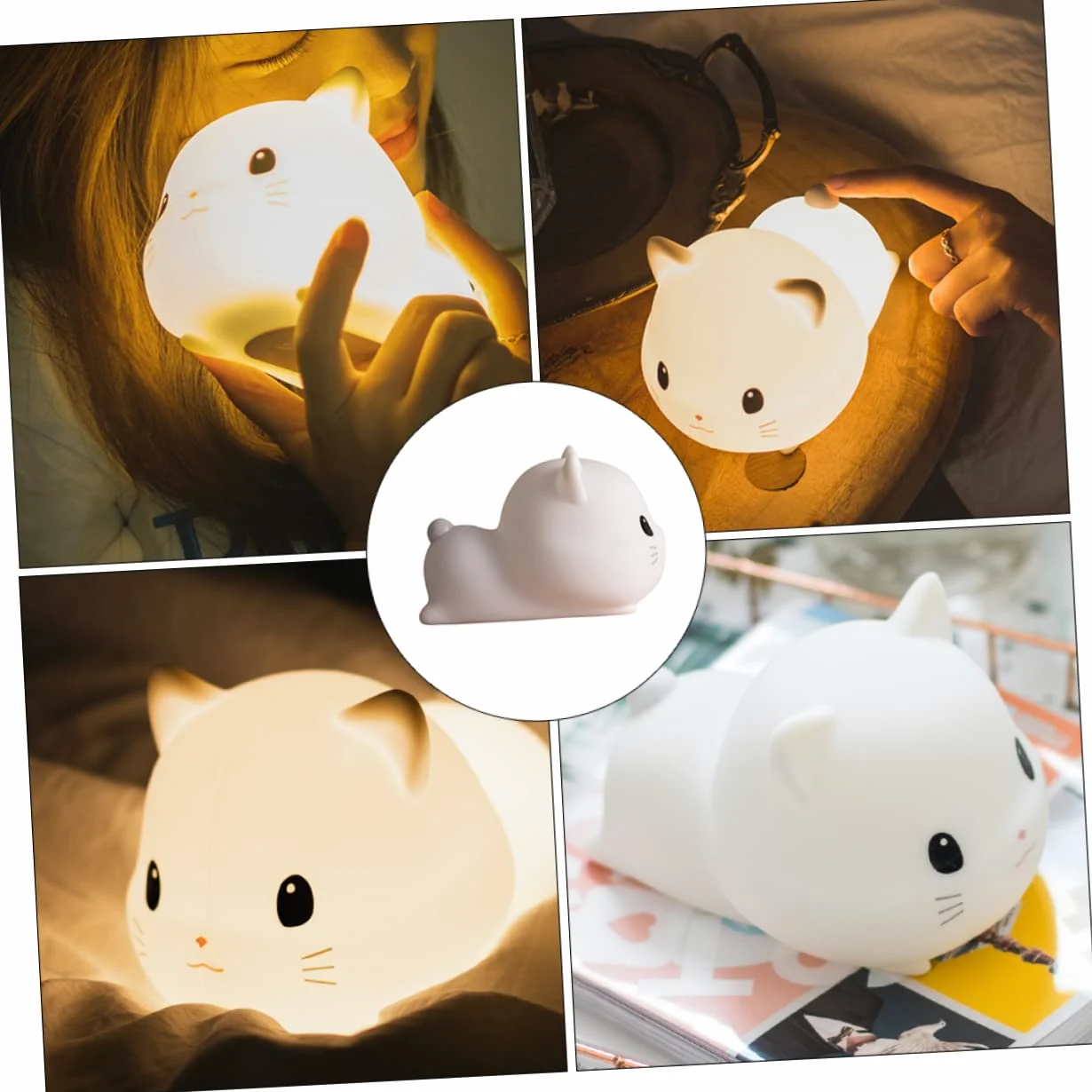 Veemoon 1pezzi Lampada da Notte Forma di Gatto Decorativa USB Luce Notturna per Stanza Design Ergonomico e Resistente