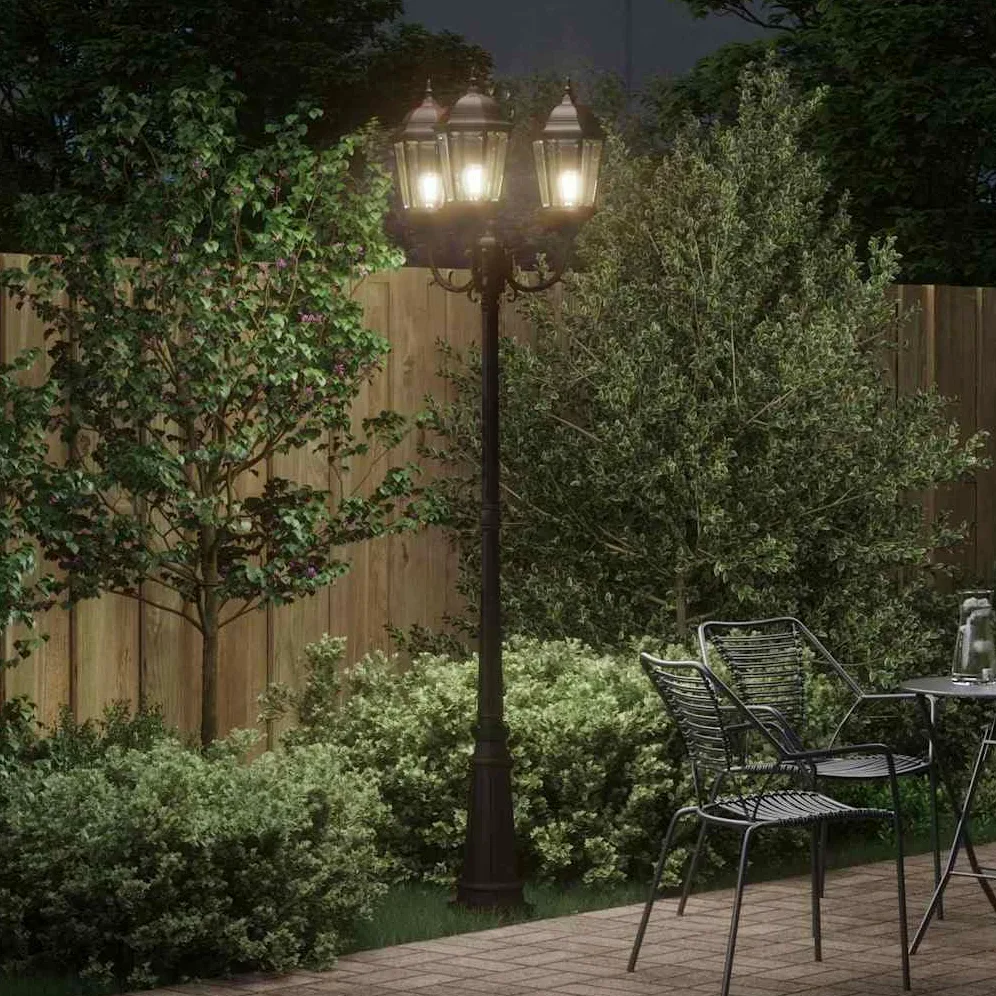 vidaXL Luce da Giardino Bronzo 61 x 53 x 235 cm Alluminio e Vetro, Lampioni in Alluminio per Giardini e terrazzi, luci robuste per vialetti, Decorazioni Outdoor