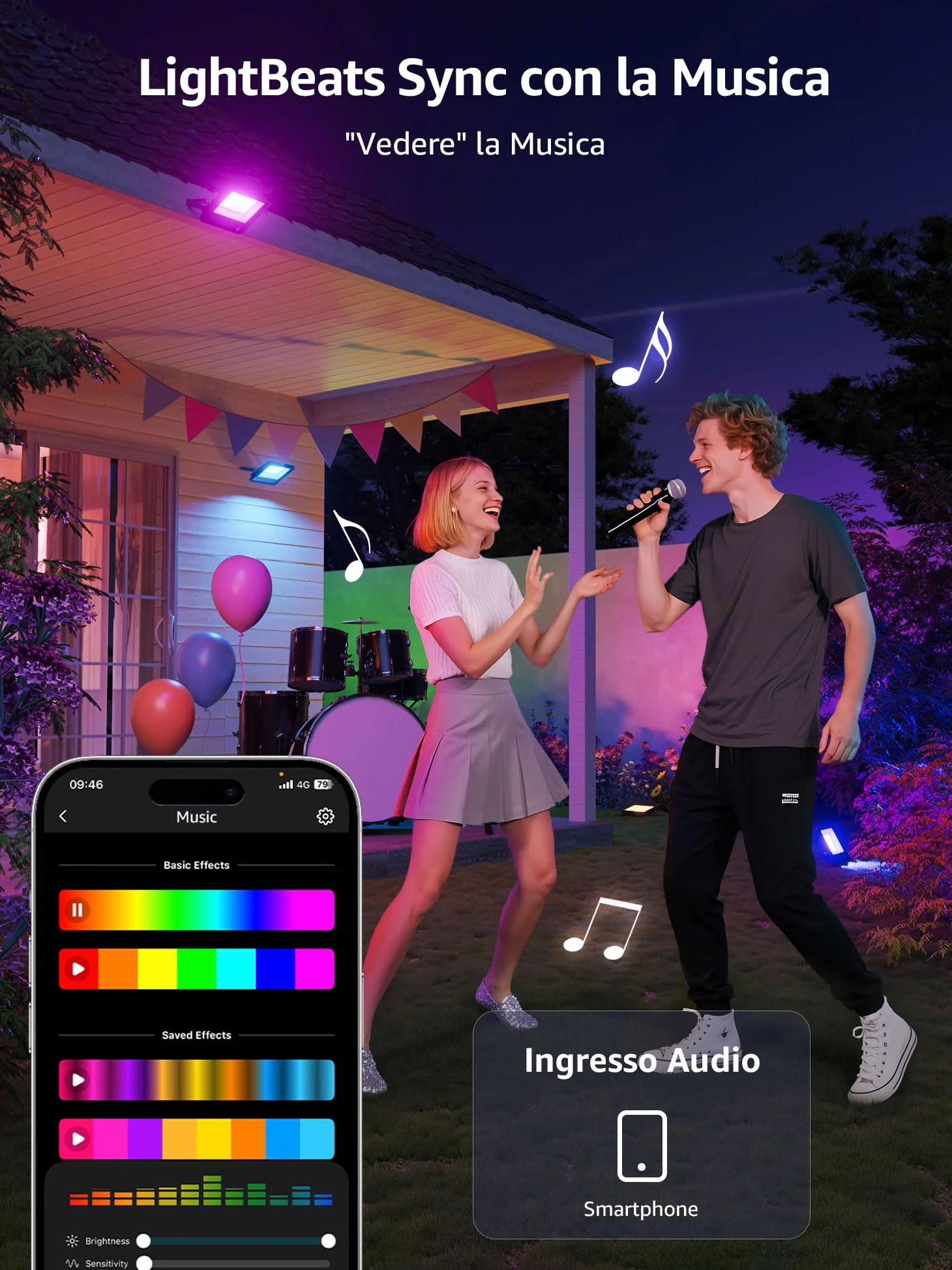 Lepro F1 AI Faretto LED da Esterno 50W, Faretto da Giardino RGB Dimmerabile