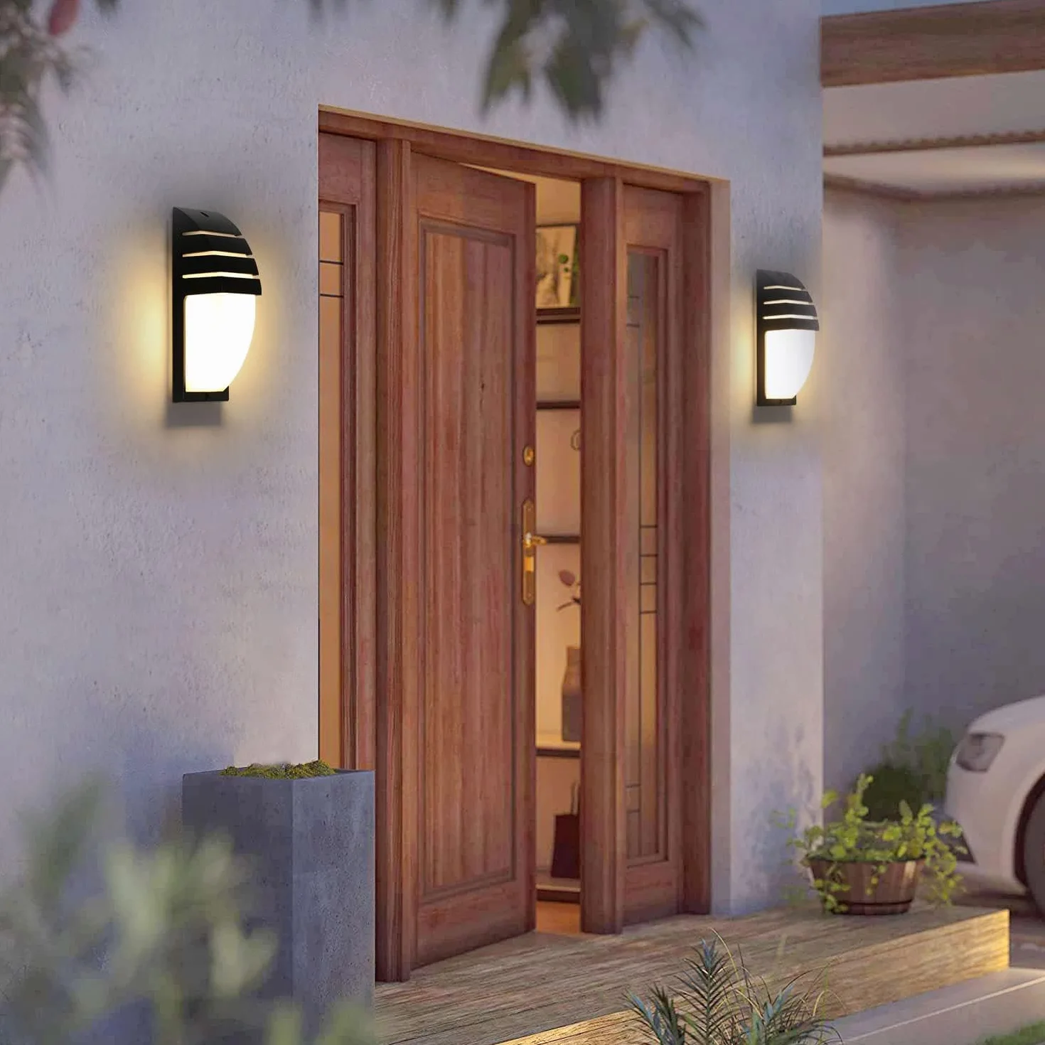 Comely 2 Pezzi Applique da Parete Interno/Esterno, 12W Lampade da Parete LED IP65 Impermeabile, 3000K Bianco Caldo Applique da Esterno per Giardino, Corridoio, Garage, Courty, Balcone