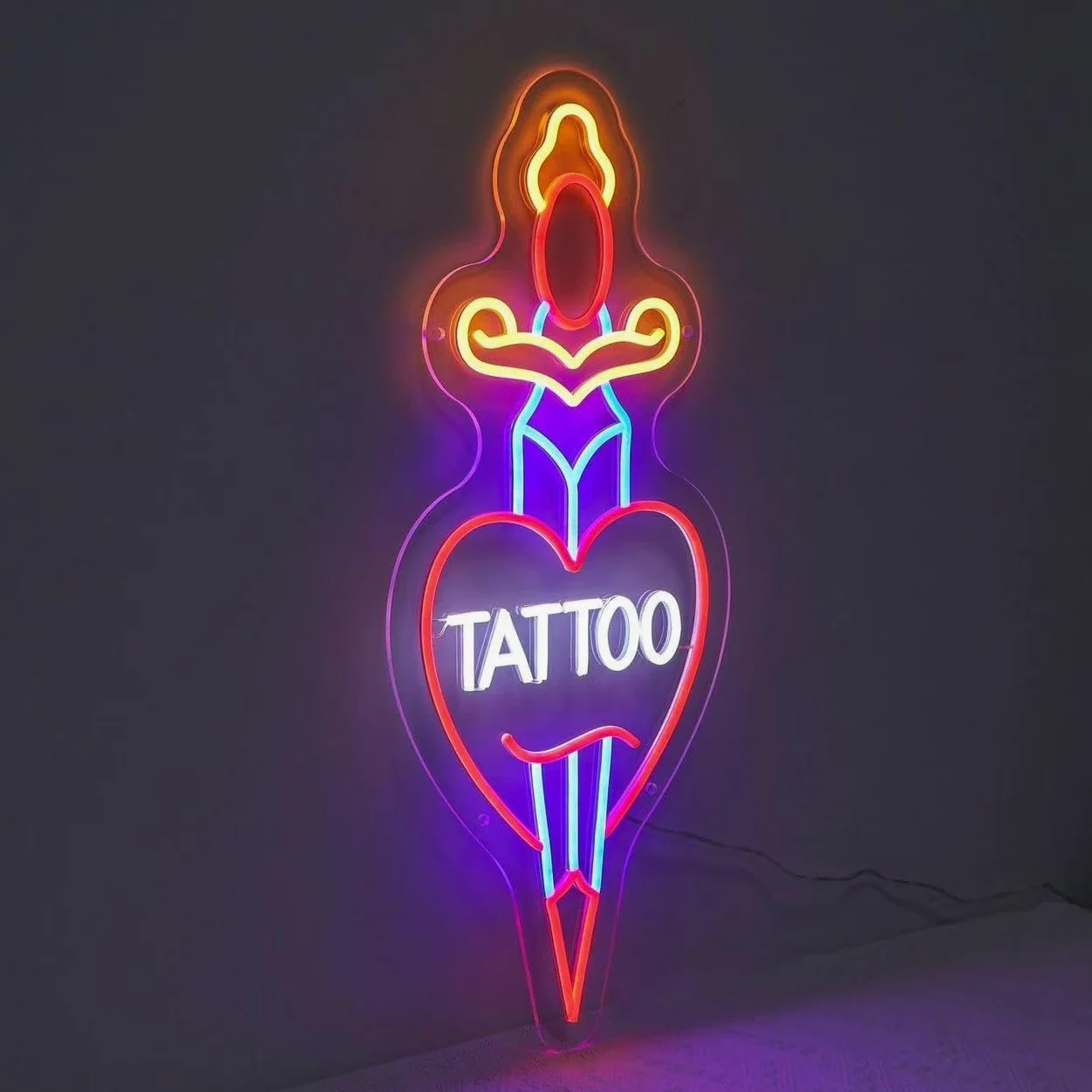 Tattoo - Insegna al neon dimmerabile, per tatuaggi, luci aperte, per salone di bellezza, decorazione da parete per salone di bellezza, per salone di bellezza, per salone, studio, azienda