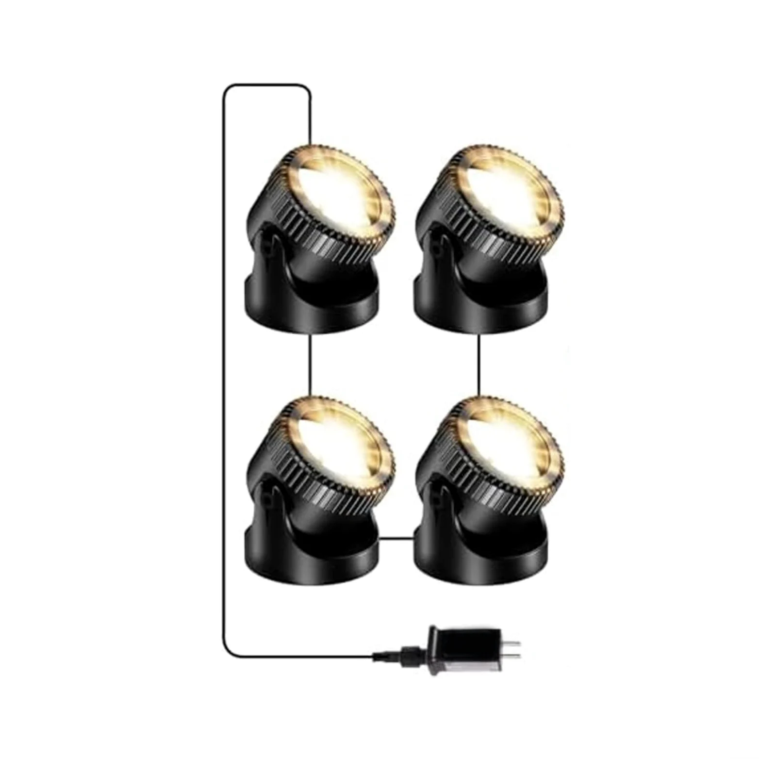 Luci subacquee 4 in 1 per laghetto, impermeabilità IP68, LED per giardino, piscina, fontana, decorazione, kit di illuminazione esterna (bianco caldo)