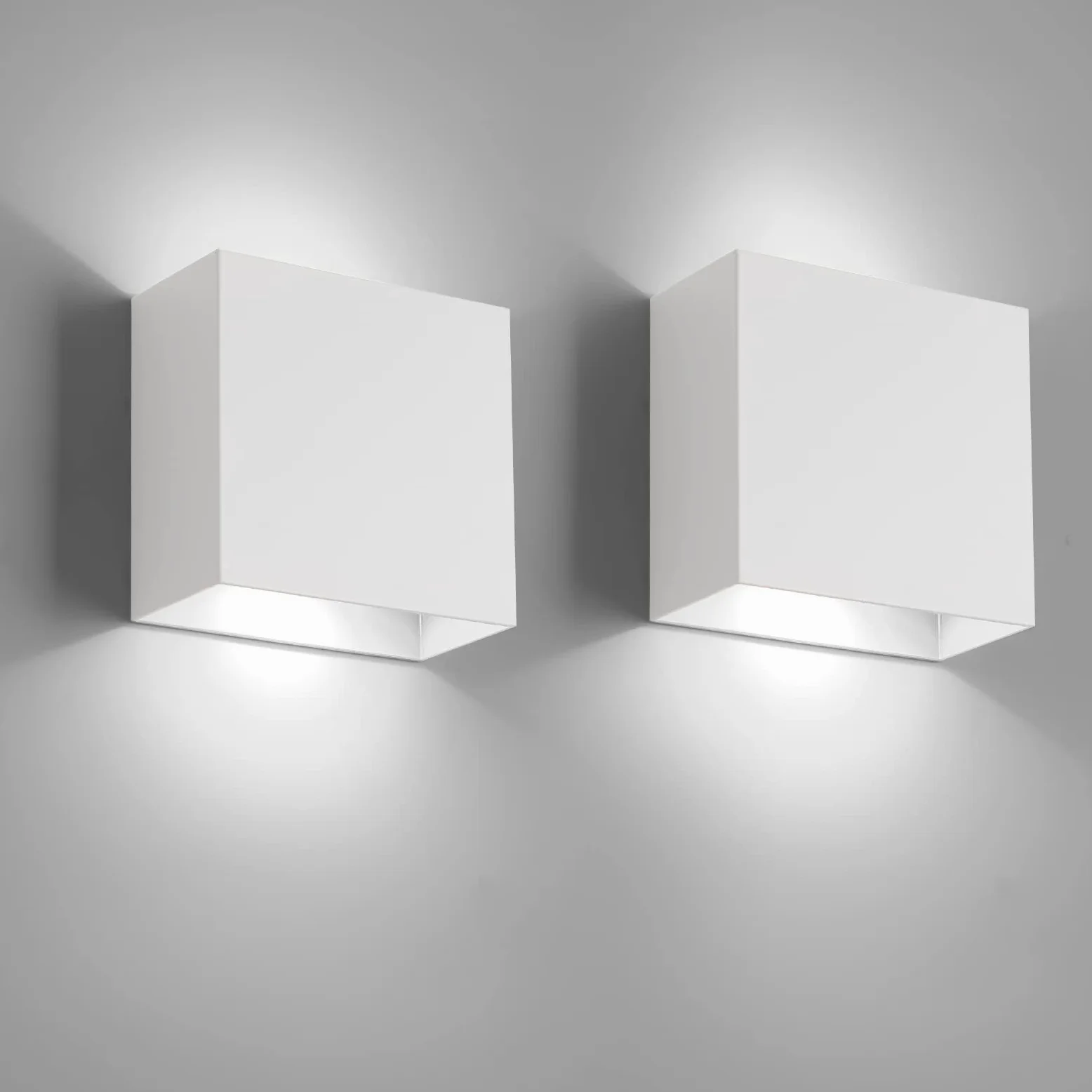 FUPE 2 Pezzi Applique da parete interno,LED Lampada da Parete interno,Moderno Up Down Applique da Parete 12W Luce bianca fredda,Lampada da Parete Interni 1200LM per soggiorno,camera da letto,corridoio