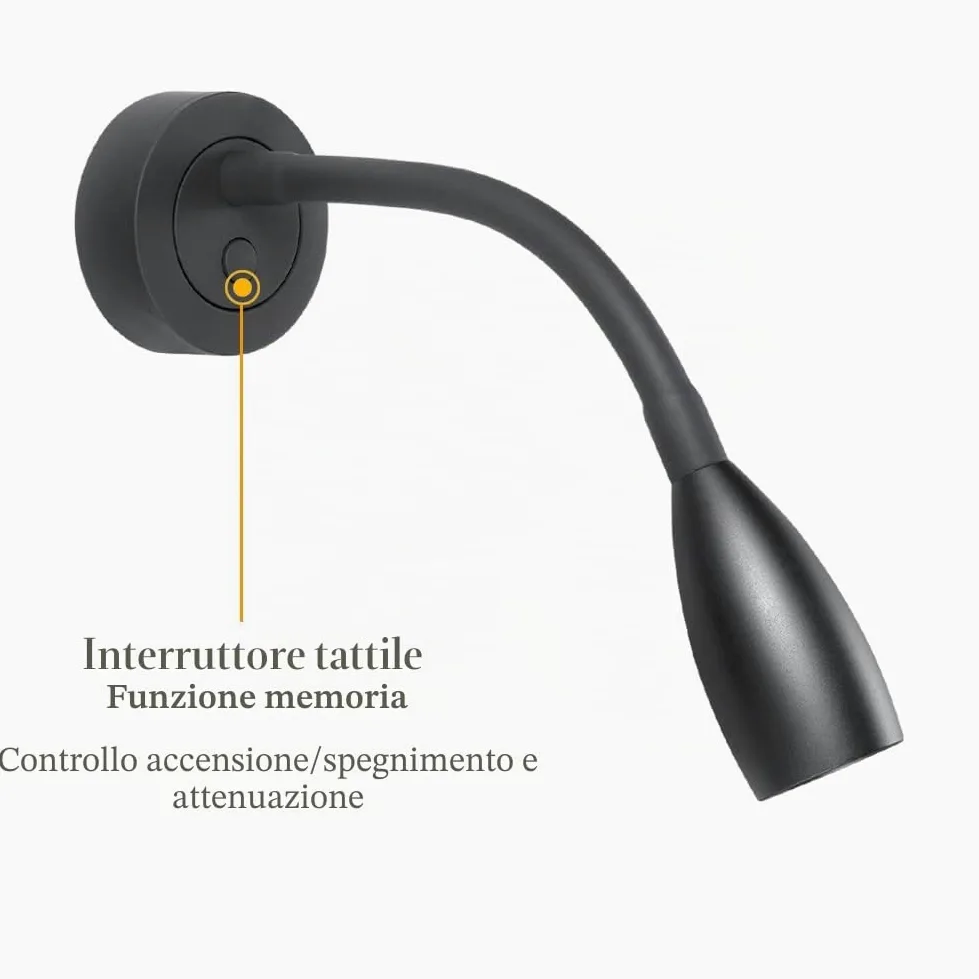 2 x Lampade da Lettura a LED 12V Dimmerabile Spot Camper Barca Lampada da Parete da Comodino 24V Flessibile a Collo di Cigno, Per Caravan Furgone, con Caricatore USB&Interruttore Dimmer