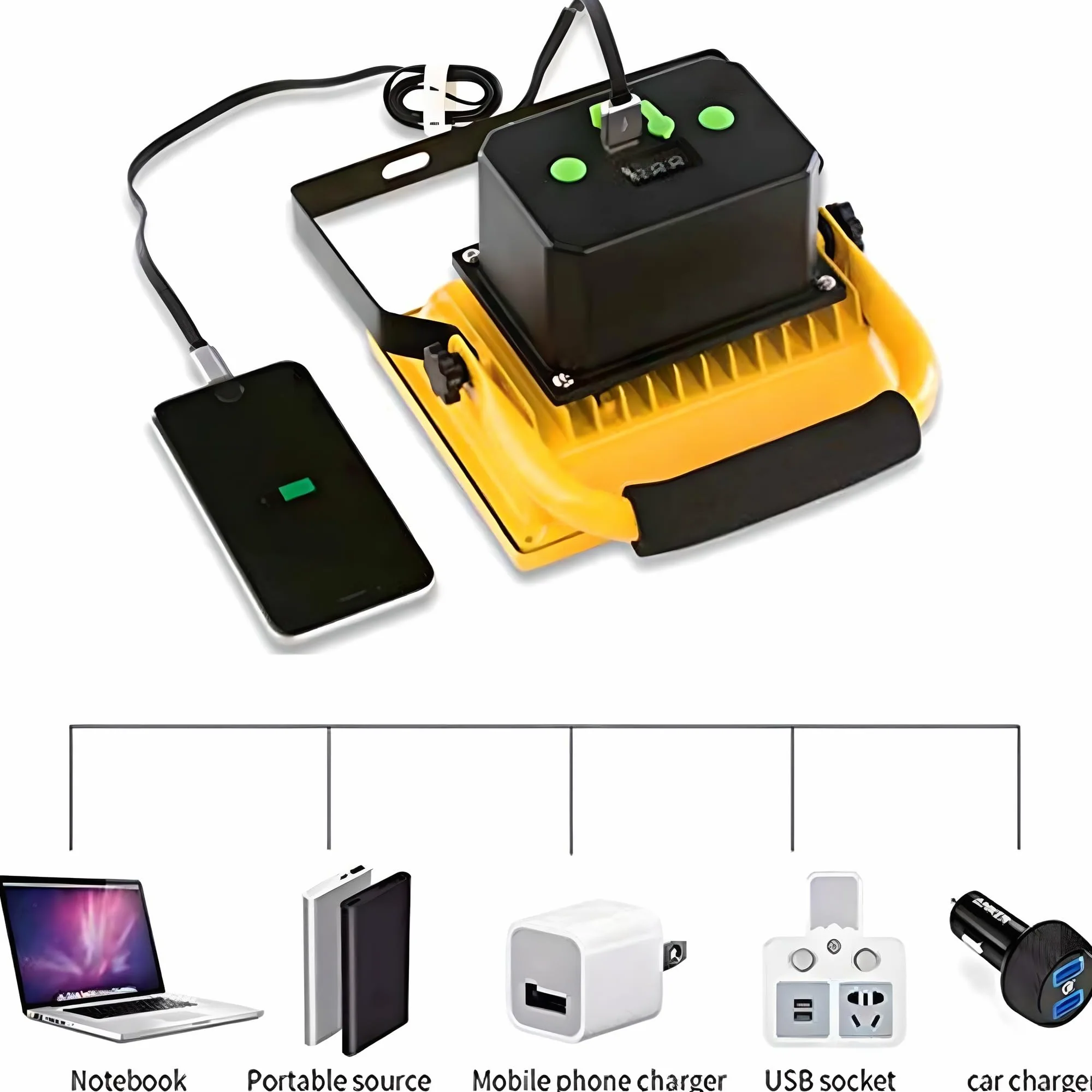 Luce da lavoro a LED ricaricabile, luce da lavoro portatile a LED con illuminazione spot e ricarica USB, luci impermeabili IP65 per esterni, campeggio, cantiere, officina, garag 1.8m telescopic stand