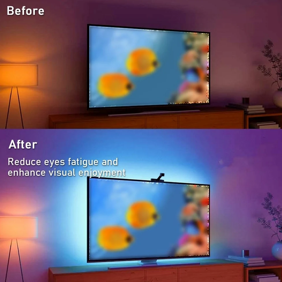 Striscia di Luci A LED Strisce LED Intelligenti Striscia Luminosa Dell'ambiente del Computer Sincronizzata con Lo Schermo del Suono E della Luce Adatto per TV da 55~65 Pollici