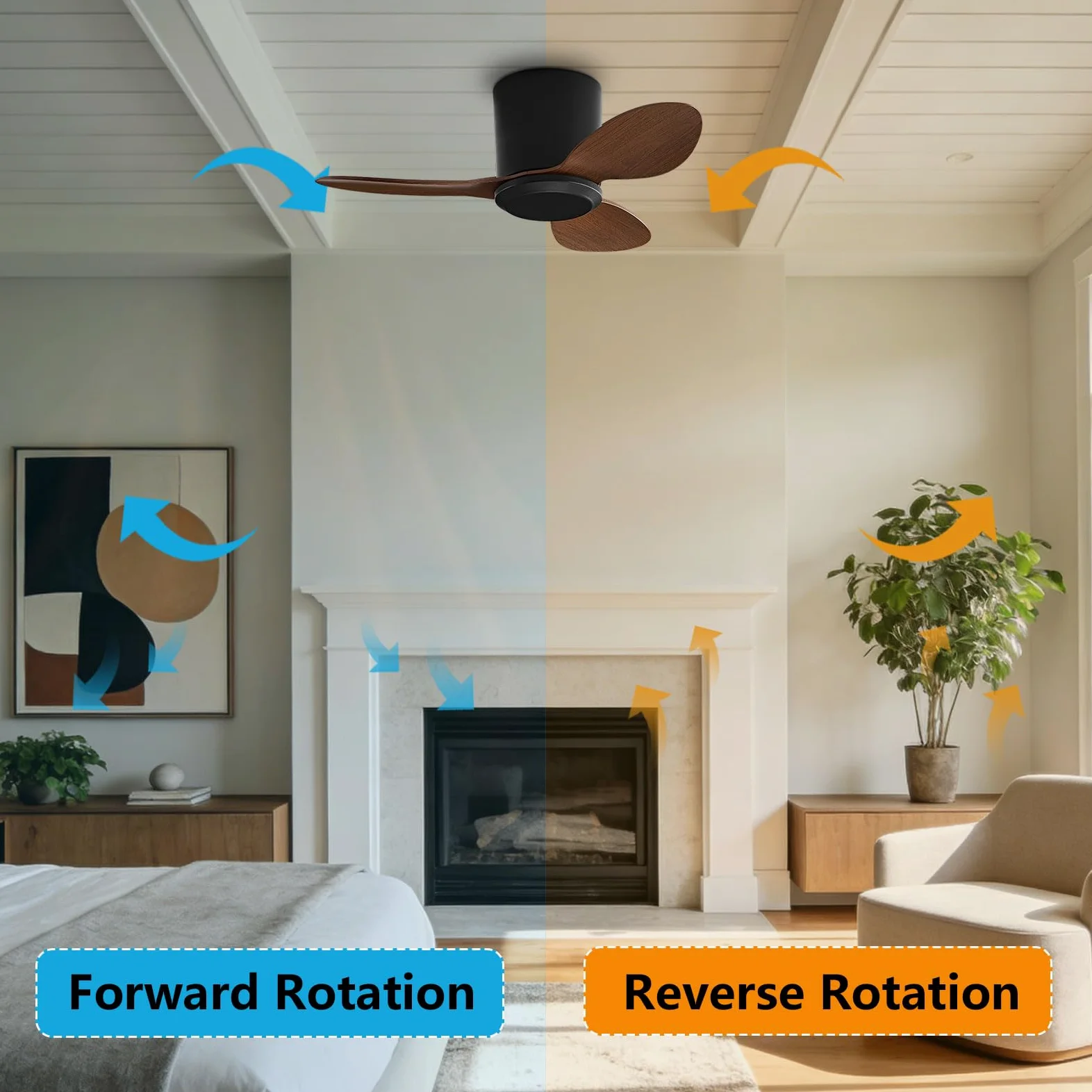 Ventilatore da soffitto senza luce Piccolo ventilatore da soffitto moderno con telecomando 6 velocità ventilatore da soffitto senza luci per ristorante camera da letto Patio (25 pollici)