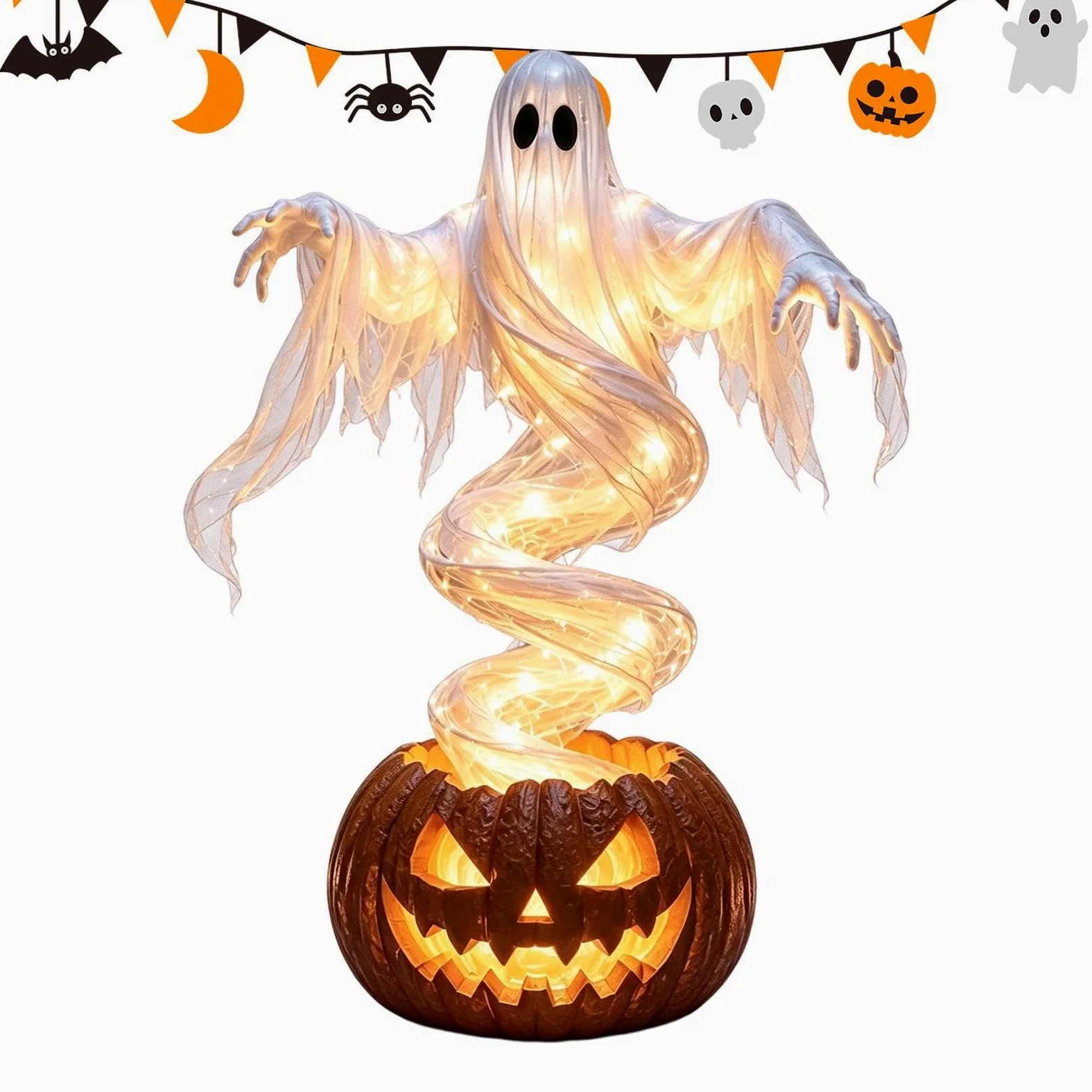 Decorazioni fantasma di Halloween vorticoso portico puntello con luce