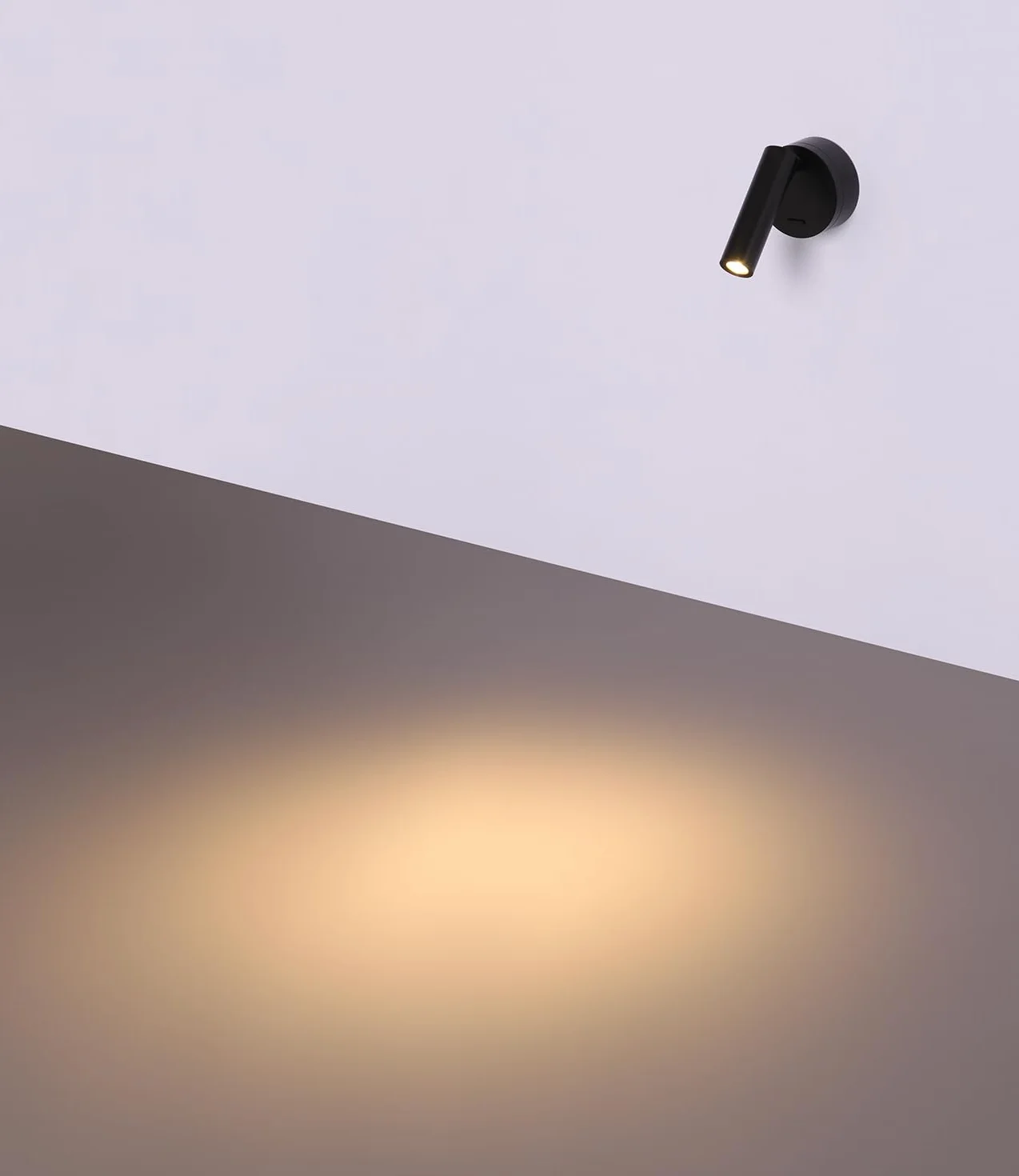 DAWALIGHT Applique da Comodino Orientabile Lampada da Parete a LED 3W 3000K Faretto con Interruttore per Interni Camera da Letto Salotto Lettura, Alluminio, Nero