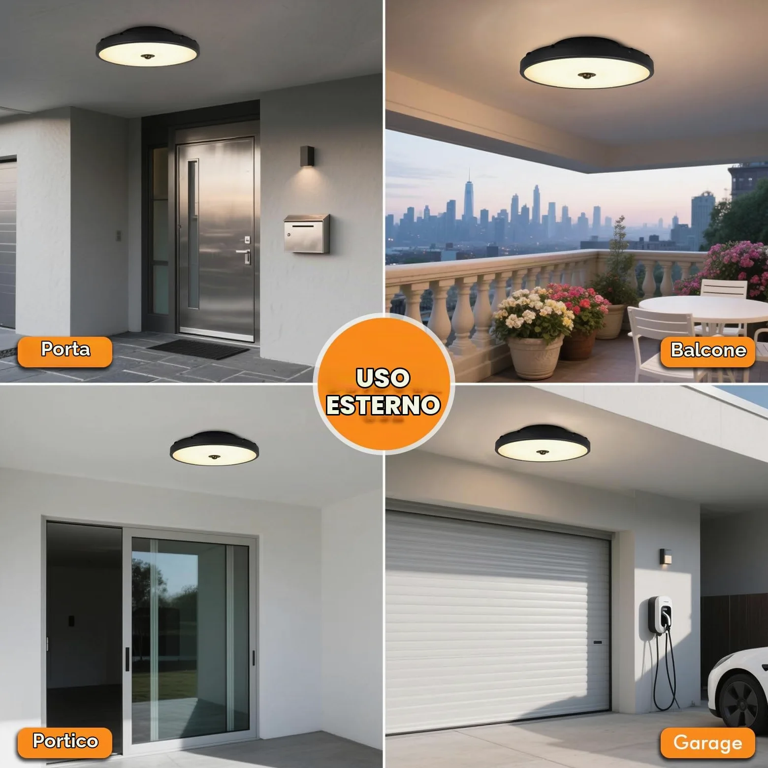 15W Plafoniera Esterno con Sensore Movimento, Diametro 30 cm, Radar Crepuscolare, CCT Regolabile 3000K-5000K, 2100LM LED Bagno Soffitto, IP65 Impermeabile, Soggiorno Bagno