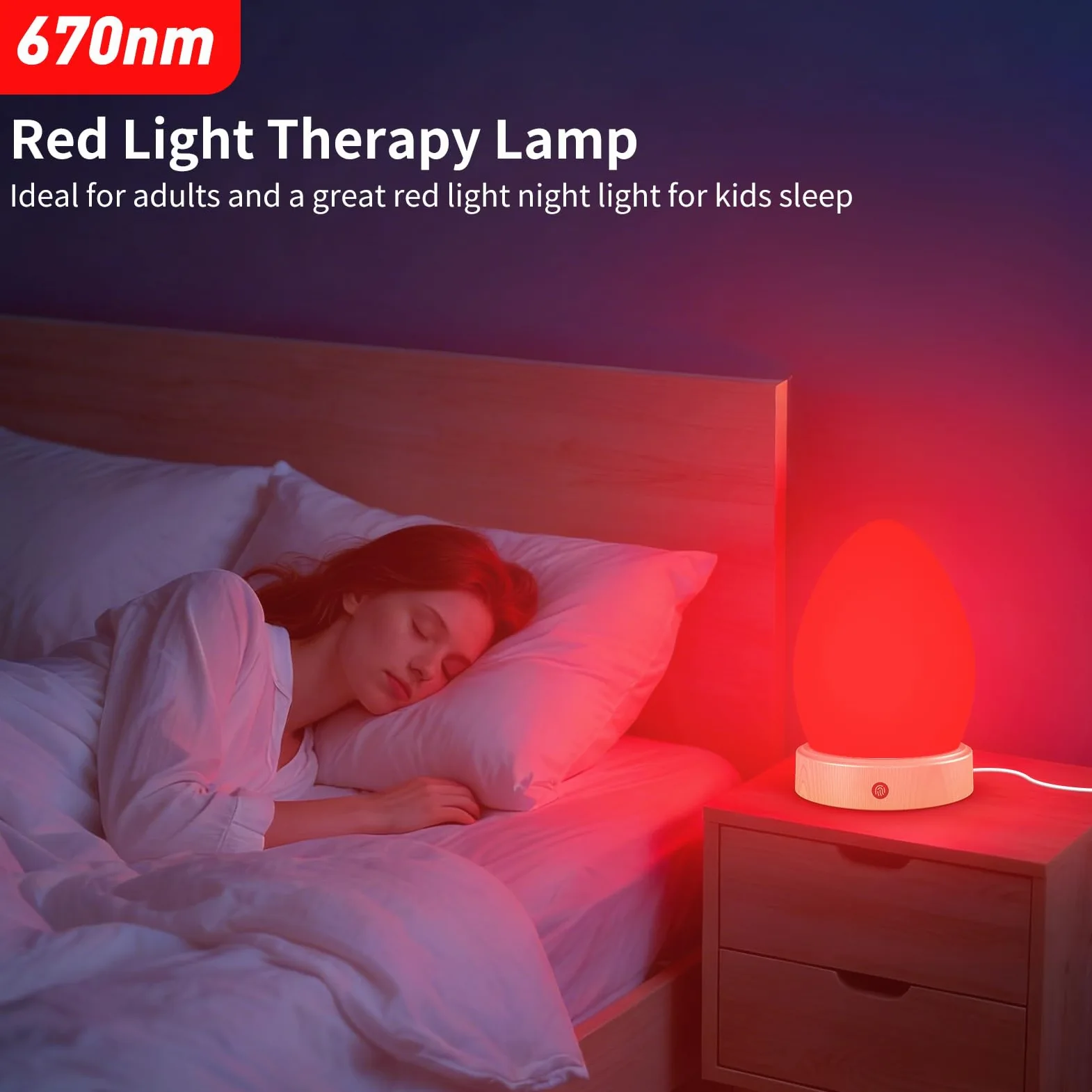Lampada per terapia a luce rossa da 670 nm per sonno e relax, lampada solare da 10000 Lux con telecomando, doppia funzione di aiuto per il sonno e lampada solare, luce notturna a 4 colori per