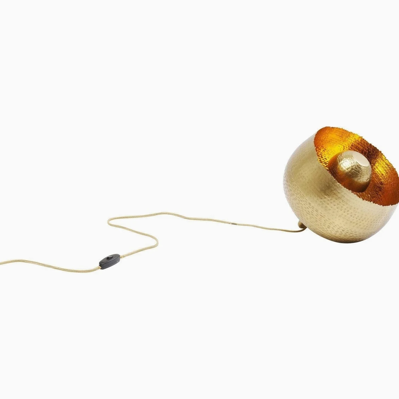Kare Design Lampada Da Pavimento Apollon, Oro, Ø28Cm, Piantana Color Oro Opaco, Lunghezza Filo 200Cm, Superficie Martellata, Lampadina Non Inclusa