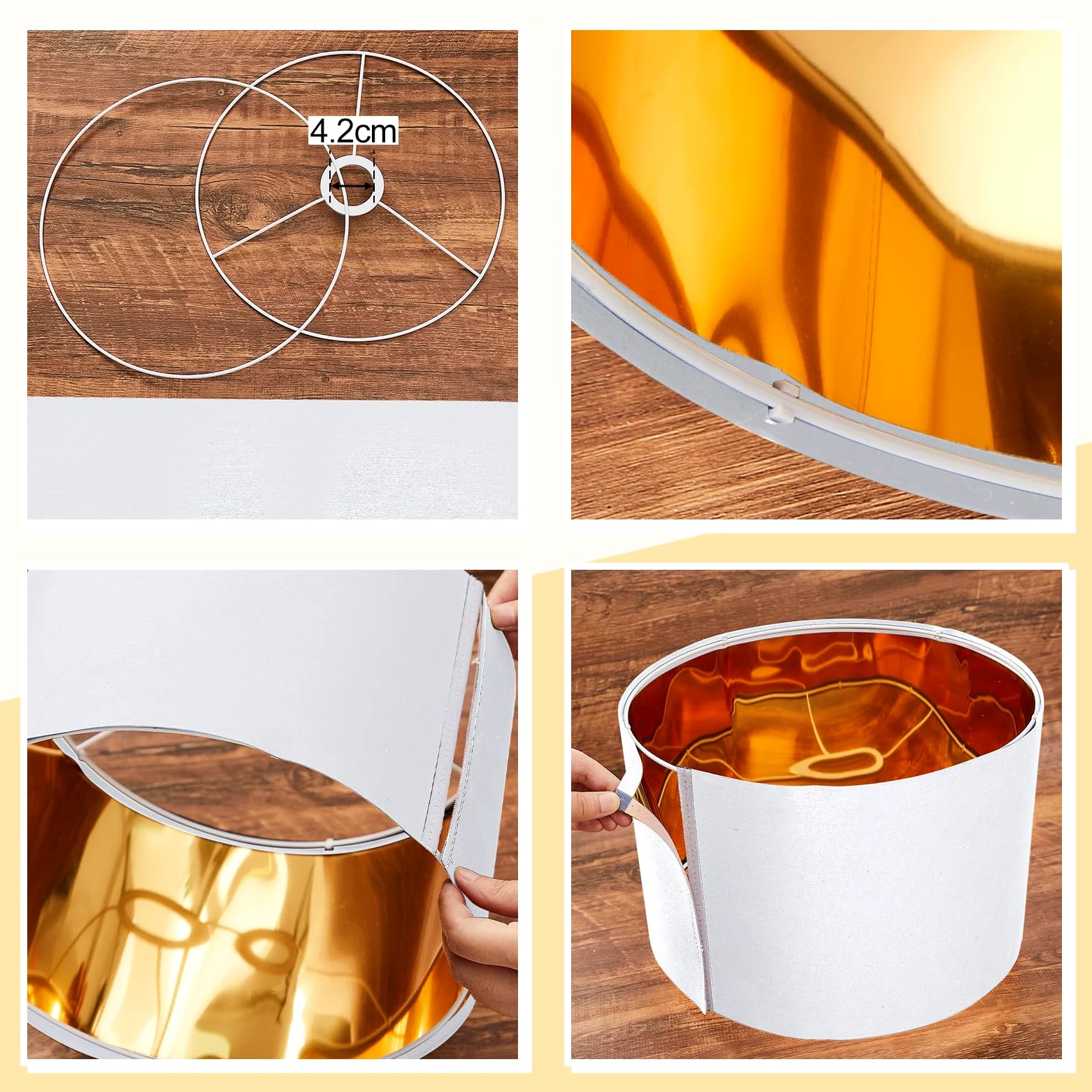 Weewooday Confezione da 2 paralumi bianchi per soffitto da 30,5 cm, stile moderno, dorato, con anello adattatore per paralume da E27 a E14, per lampade a sospensione, lampade da tavolo o da comodino