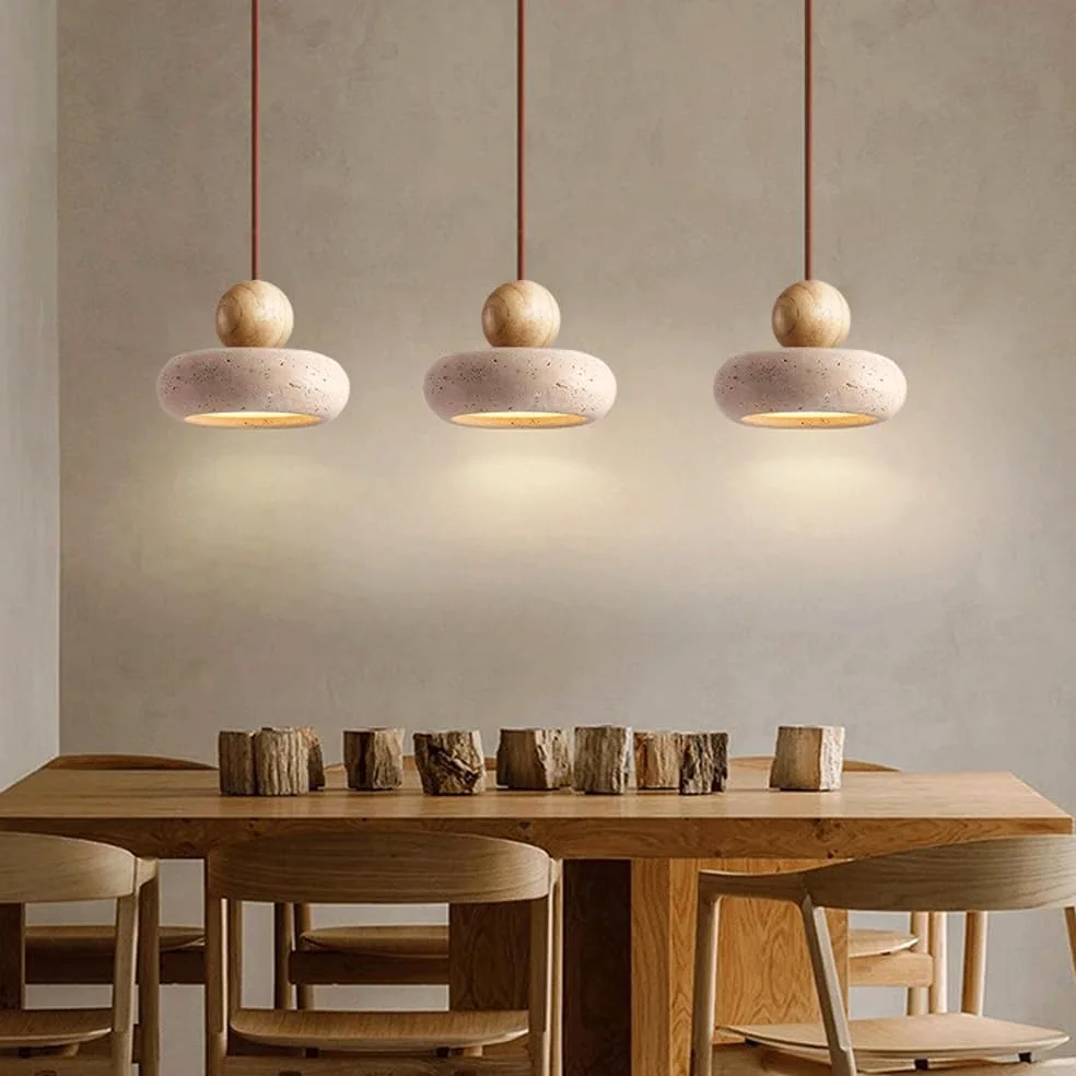 Piccola Lampada a Sospensione in travertino Giallo, lampadario a Sospensione sul Comodino in Stile Wabi-Sabi, plafoniere a LED Vintage per Sala da Pranzo, Bar, Cucina, 3000K - Luci Calde