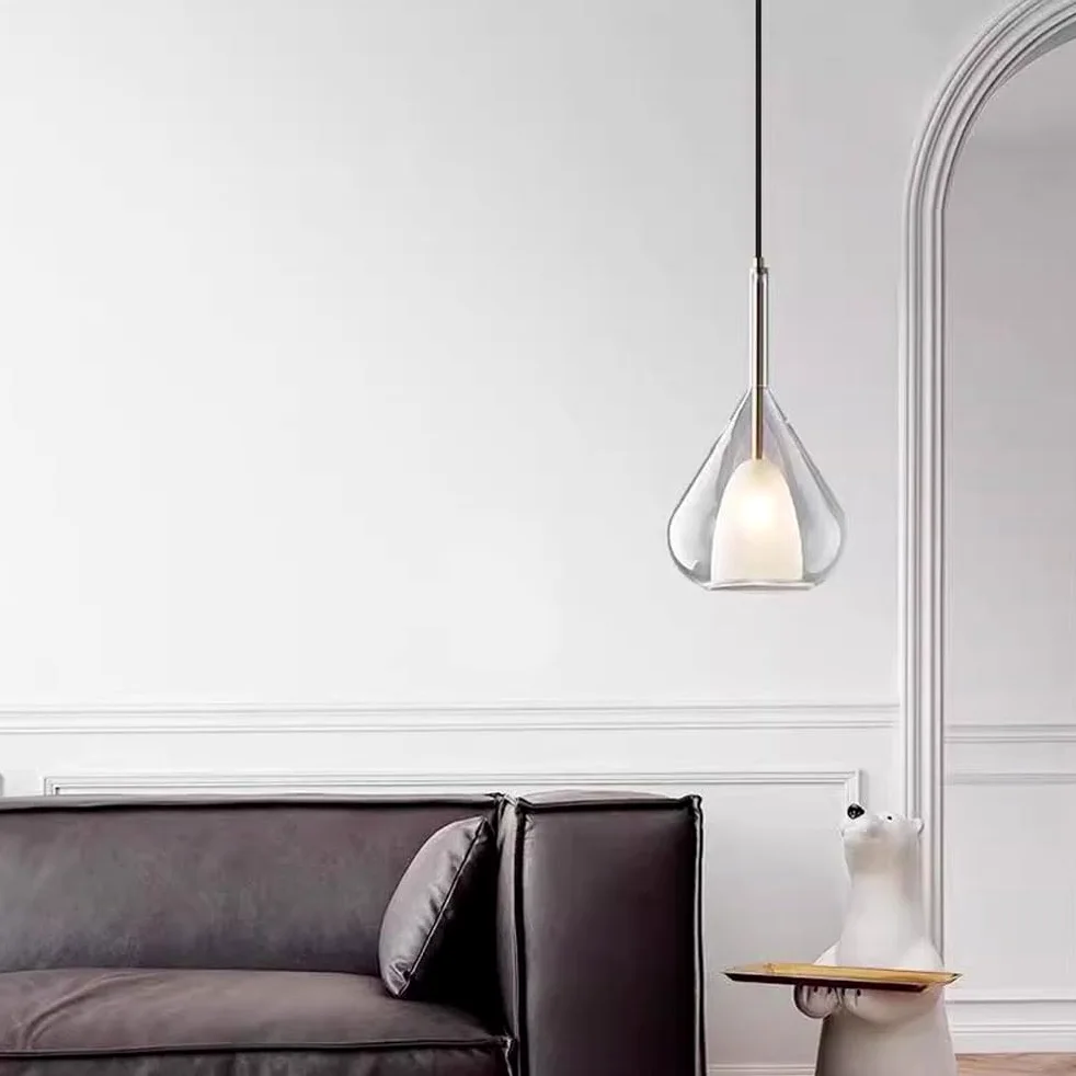 Lampadari in Stile Nordico, Paralume per Lampada a Sospensione a Forma di Goccia d'Acqua dalla personalità Creativa, Lampada a Sospensione a Testa Singola E27 Scream, Lampada da soffitto a Filo,