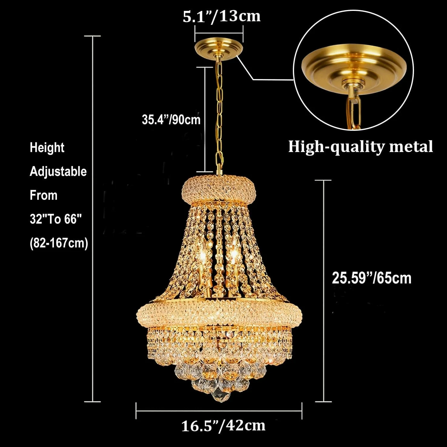 Lampadario in cristallo oro con cristalli K9, illuminazione lussuosa stile imperiale a 6 luci Ideale sopra il tavolo da pranzo, in soggiorno, camera da letto e cucina