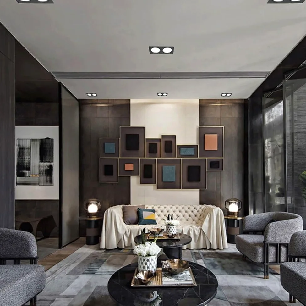 Generico Faretto da incasso a soffitto a LED a doppia testa con griglia quadrata for lampada spot da incasso for corridoio del centro commerciale(Black(18W),White light)