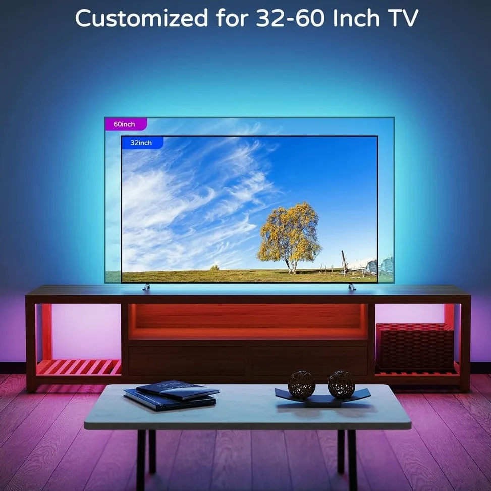 Barra luminosa a LED RGB, illuminazione ambientale alimentata tramite USB, per TV e computer, controllo app Bluetooth, striscia retroilluminata per sincronizzazione musicale