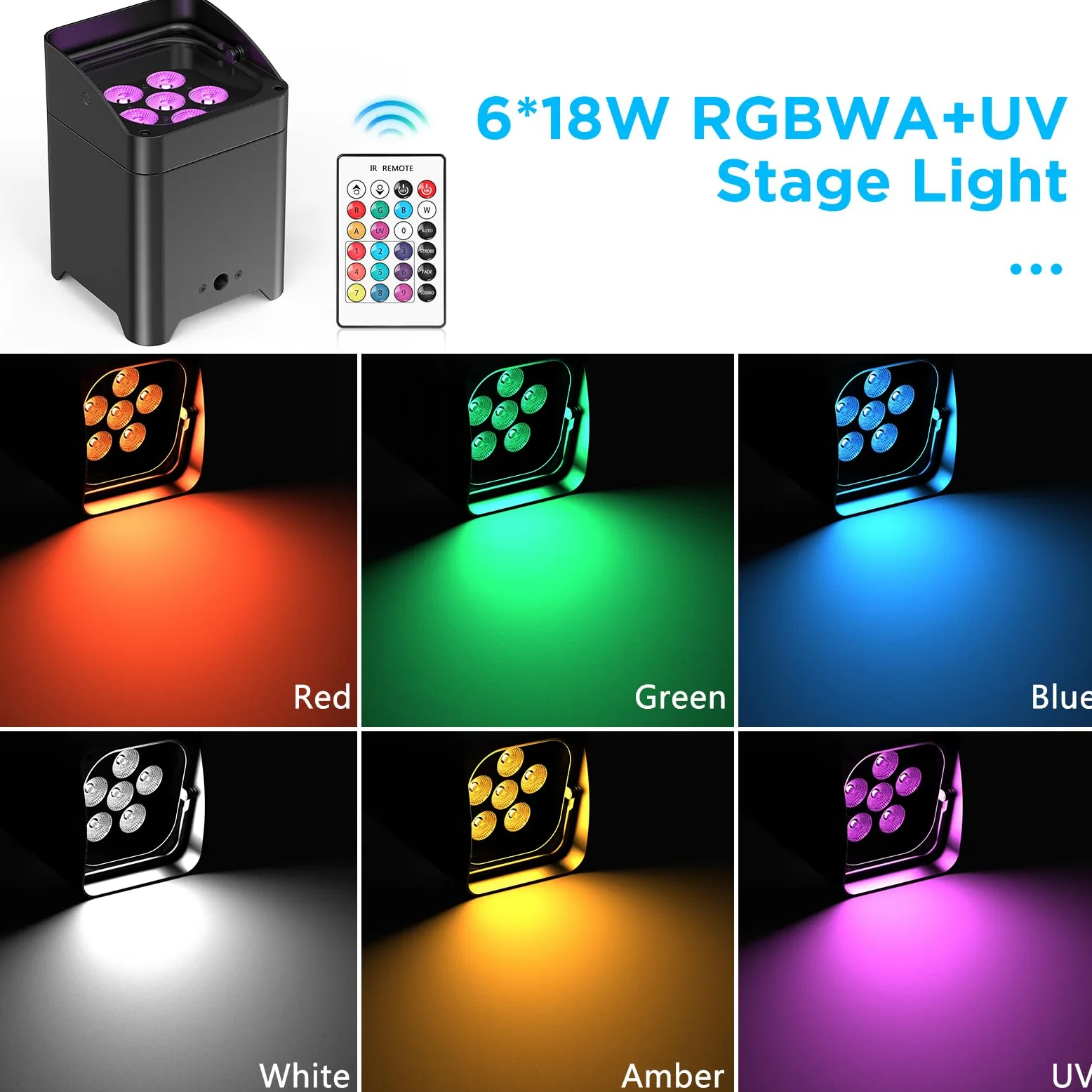 2 pezzi 108W RGBWA + UV LED proiettore batteria illuminazione palcoscenica con telecomando/APP, DMX-6/10CH luce discoteca per festa DJ Halloween Natale