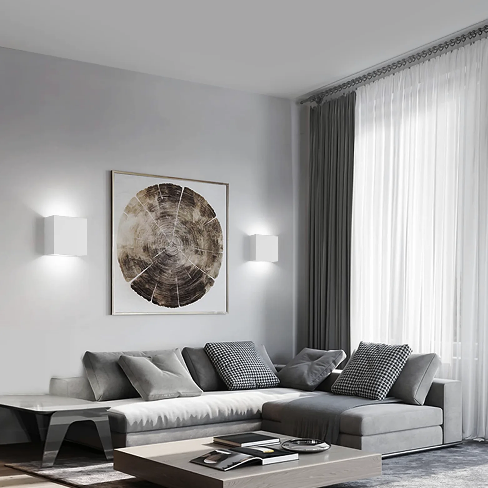 FUPE 2 Pezzi Applique da parete interno,LED Lampada da Parete interno,Moderno Up Down Applique da Parete 12W Luce bianca fredda,Lampada da Parete Interni 1200LM per soggiorno,camera da letto,corridoio