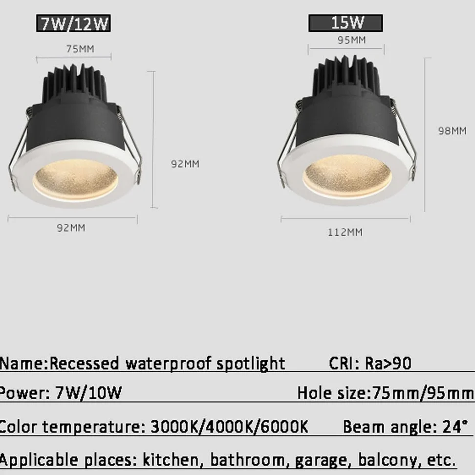 Confezione Da 4 Faretti Da Incasso A LED 4CCT, Faretti Da Incasso A Soffitto A LED Selezionabili 3000K/4000K/6000K, Luce Da Doccia Impermeabile IP65, Soffitto Per Faretto Da Bagno