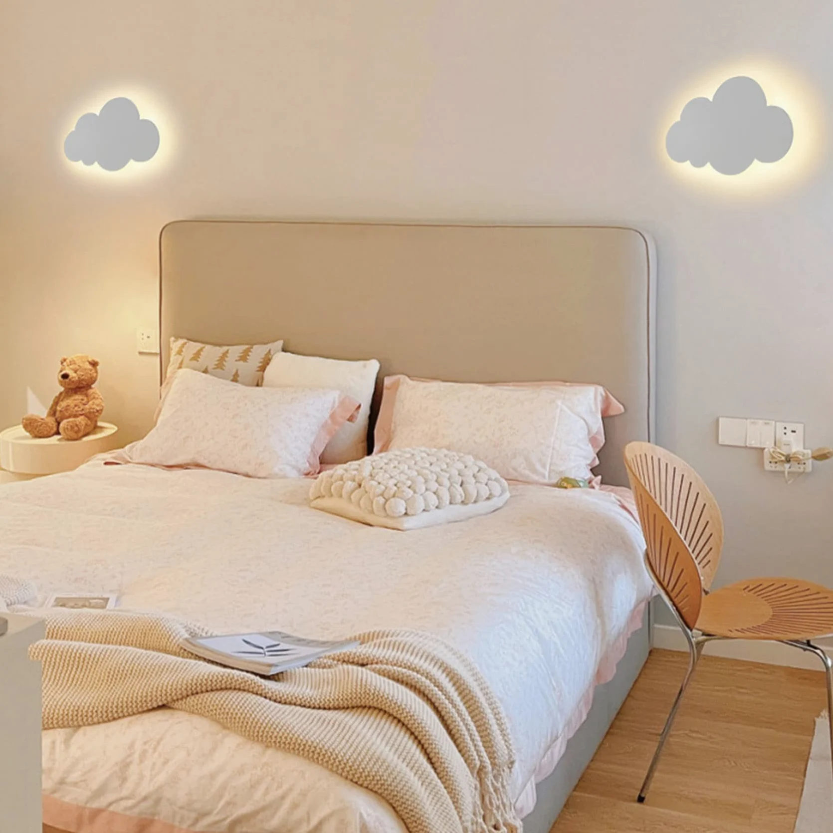 Lampada da parete per interni a forma di nuvola, applique da parete in acrilico nuvola bianca, lampada da parete a LED 18 W, applique da parete per bambini, applique art deco per soggiorno