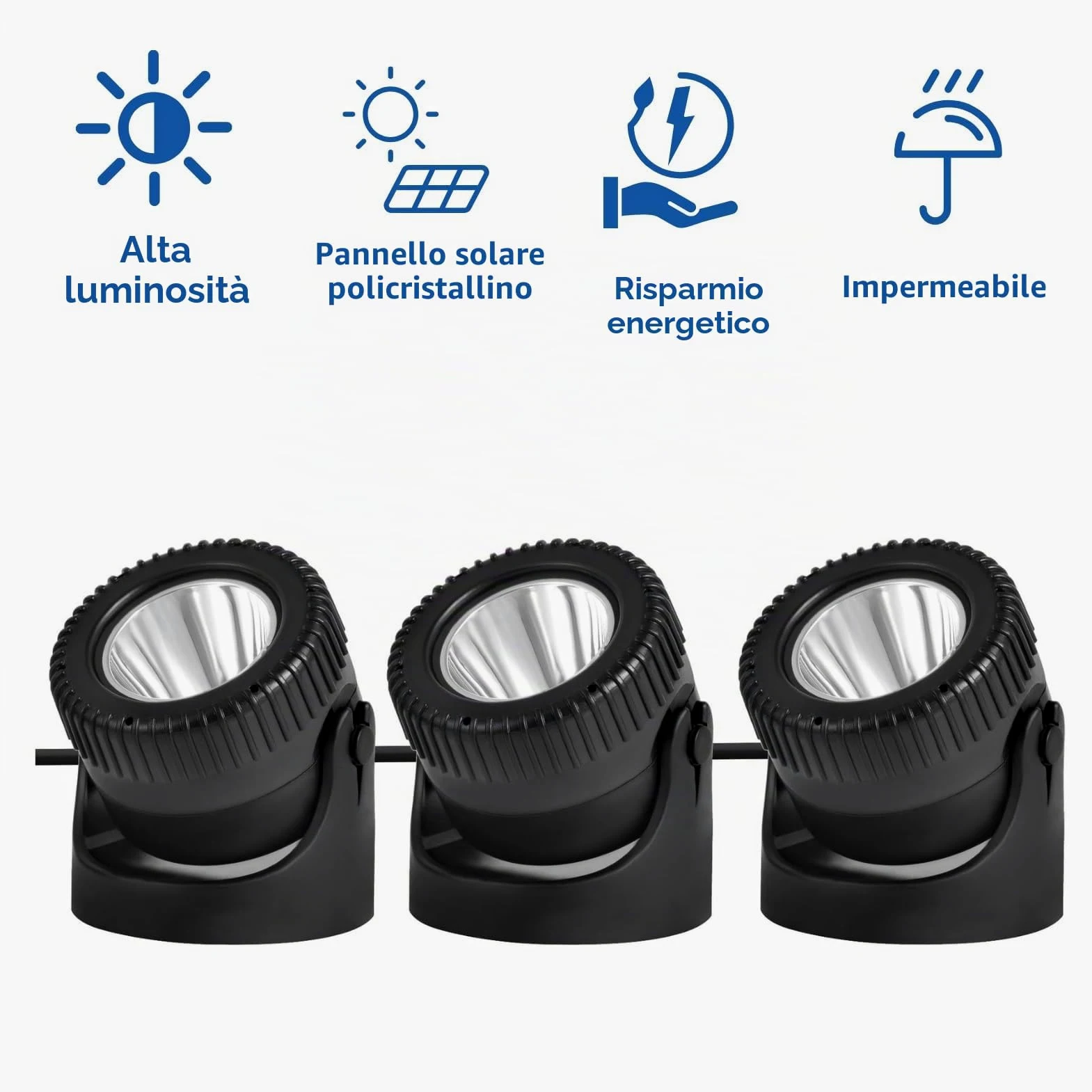 Jadeshay Luce Piscina Pannello Solare Policristallino 6V/2W Laghetto da Giardino Esterno con 1W 3 Lampade Faretto Paesaggistico Impermeabile per Laghetto da Giardino