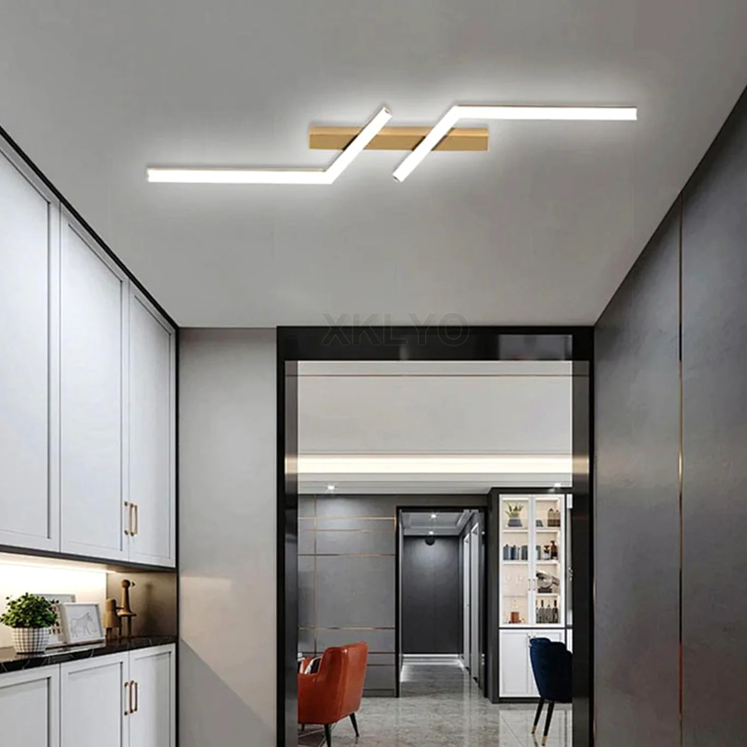 Plafoniera LED da Soffitto Dimmerabile con Telecomando, Luce Regolabile 2700K-6500K, Design Lineare Moderno per Camera da Letto, Salotto, Cucina, Bagno, Corridoio (Oro, 80cm)