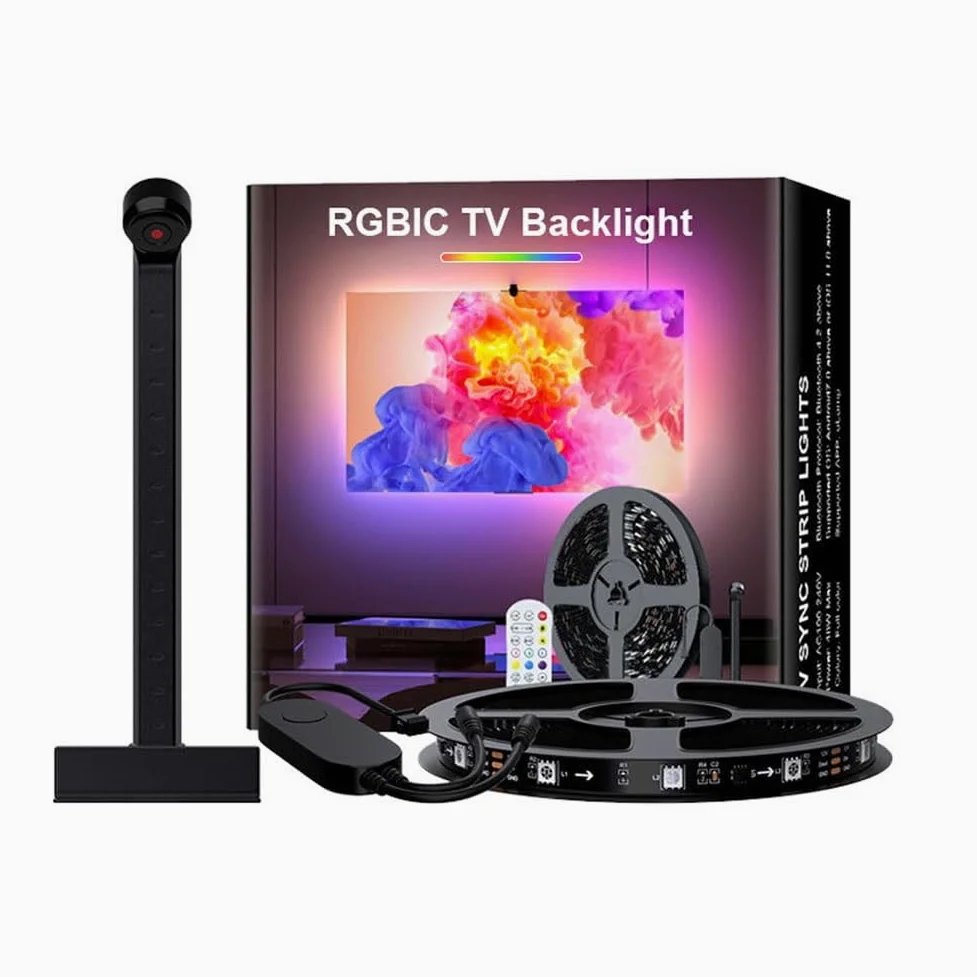 Striscia LED USB 5050rgbIC for TV,sincronizzazione della luce dello schermo intelligente,luce di gioco a LED con selettore colori della fotocamera intelligente,illuminazione ambientale del computer TV