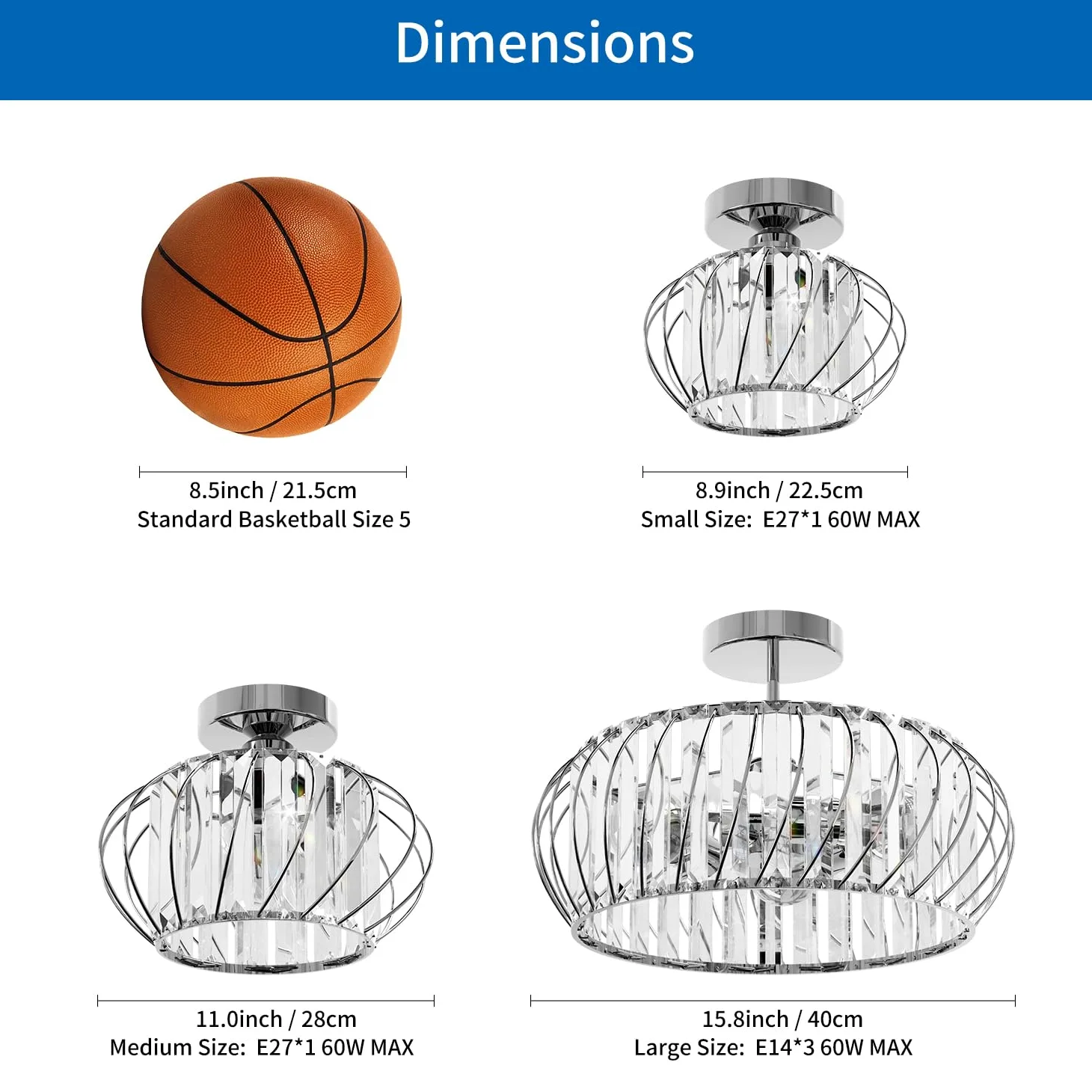 ANWIO Lampadari Cristallo Argento, Plafoniere Soggiorno Argento con 3 Luci, Lampadario a Sospensione Moderno E14, Plafoniere Vetro Per Camera da Letto, Ristorante, 40 CM (Senza Lampadine) Kitchen