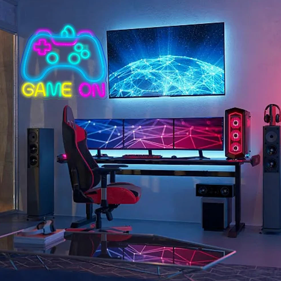 Insegna al neon per decorazione da parete, luce al neon per decorazione della stanza dei giochi, insegna al neon a forma di gamepad, decorazione per la stanza dei ragazzi, miglior regalo per giocatori