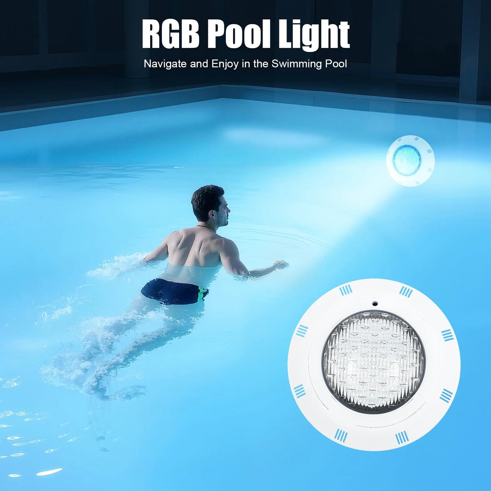 Illuminazione per piscina, luce LED subacquea per piscina RGB con telecomando, IP68, impermeabile, dimmerabile, luce subacquea per piscine, parchi acquatici e piscina