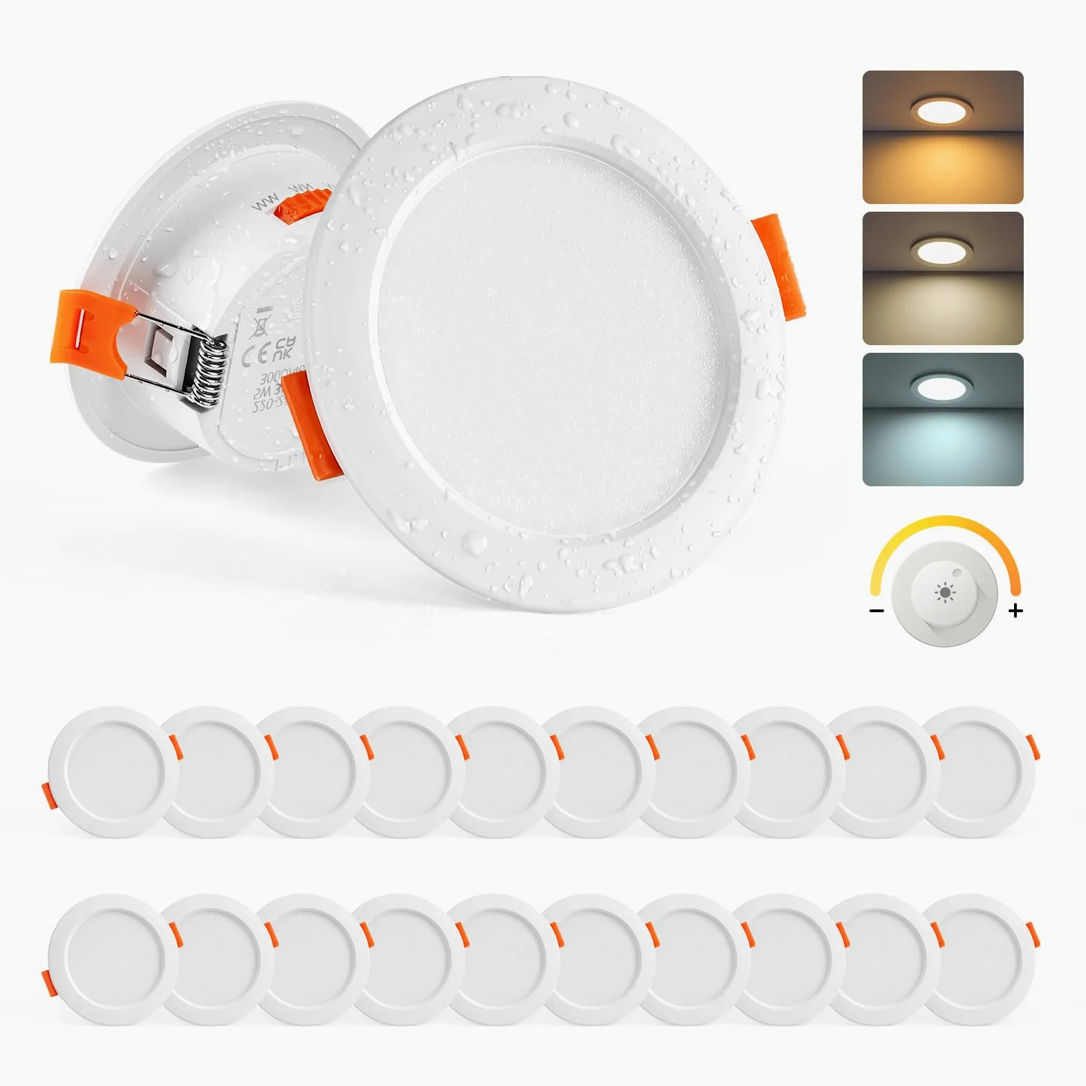 Sanyoung Faretti LED da Incasso per Cartongesso Dimmerabile 5W, Set di 20 | Foro 65-80mm, Luce Caldo Luce Naturale Luce Freddo, 380LM, Impermeabile IP44, Faretto LED 220V per Bagno