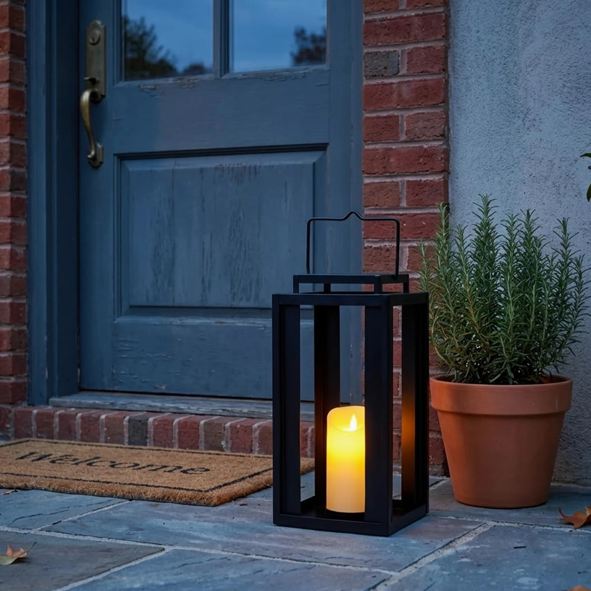 TRIROCKS Lanterna Metallica Grande per Esterno 43 cm Alta, Porta Candela Appeso Decorativa con Candela Timer Senza Fiamma a LED per Casa, Giardino, Patio (Senza Vetro)
