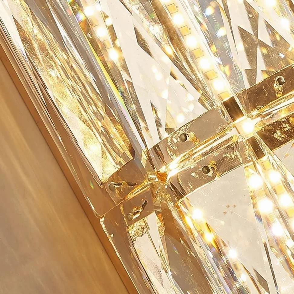 WQHPLMD Sparkling Crystal Wall Sconce for Bedroom, Living Room & Hotel - Geometric