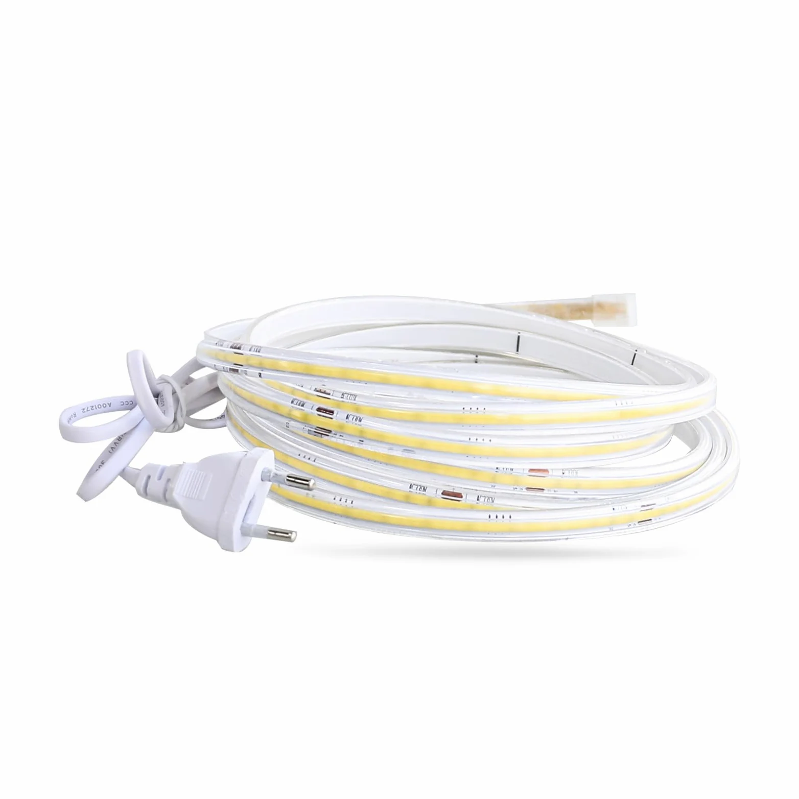 pcning 2M Striscia LED COB 4000K Bianco IP67 Waterproof da Interno Esterno, 2 Metro Luce Naturale Strip Light con Spina (Bianco, 2M)