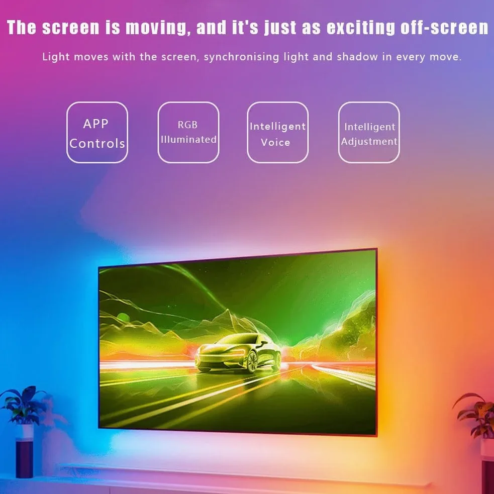Striscia LED USB 5050rgbIC for TV,sincronizzazione della luce dello schermo intelligente,luce di gioco a LED con selettore colori della fotocamera intelligente,illuminazione ambientale del computer TV
